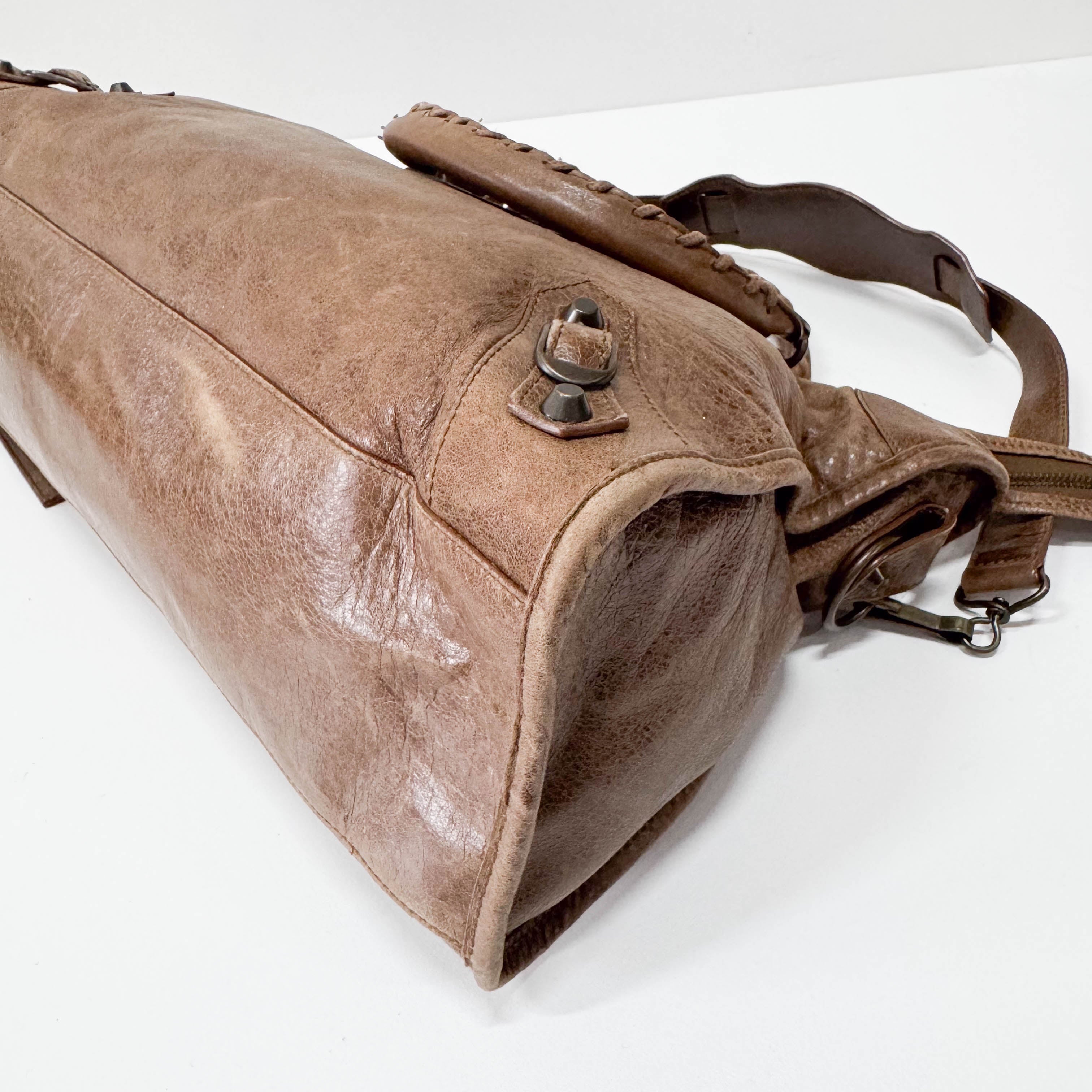 The City Brown Leather Two Way Bag