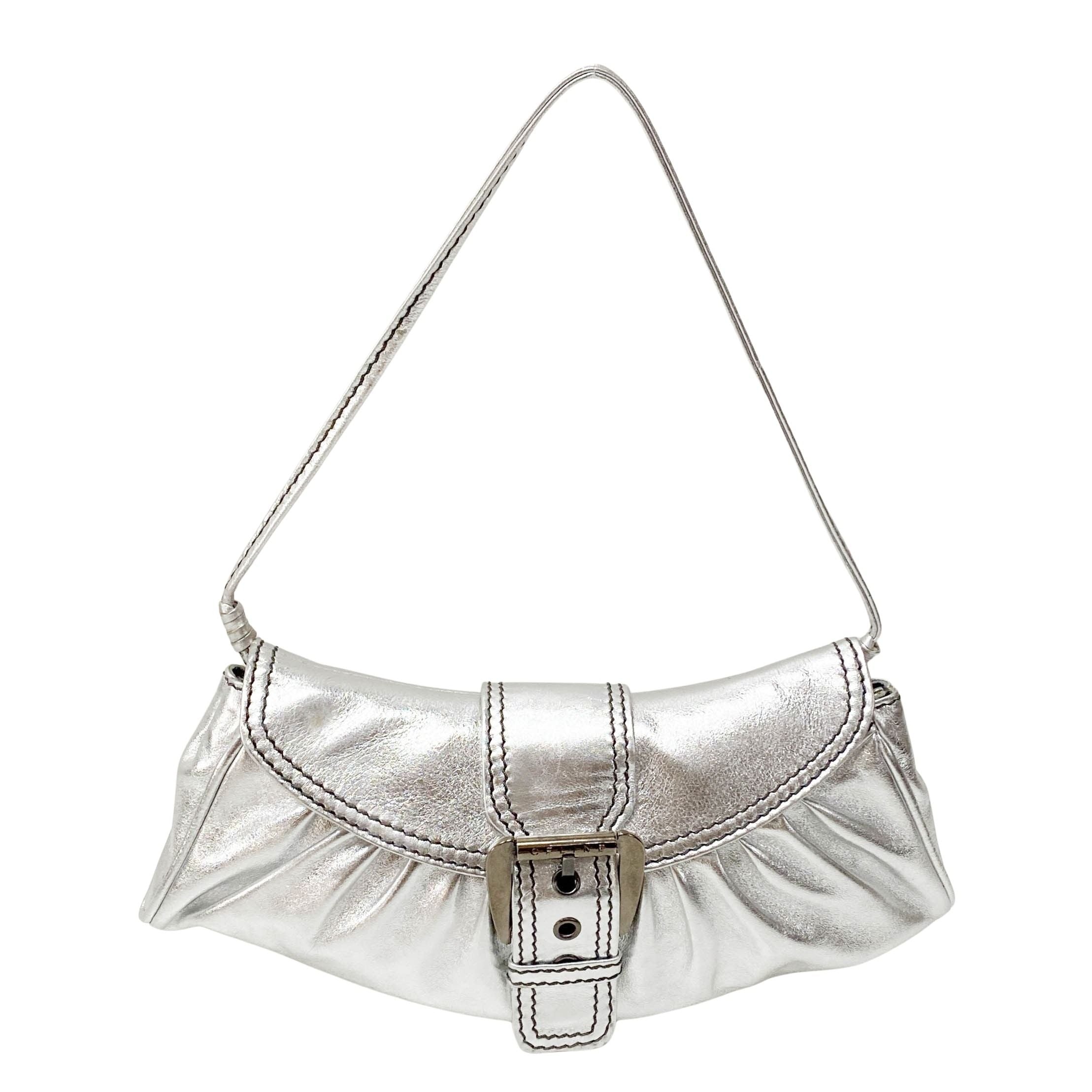 Silver Leather Shoulder Bag