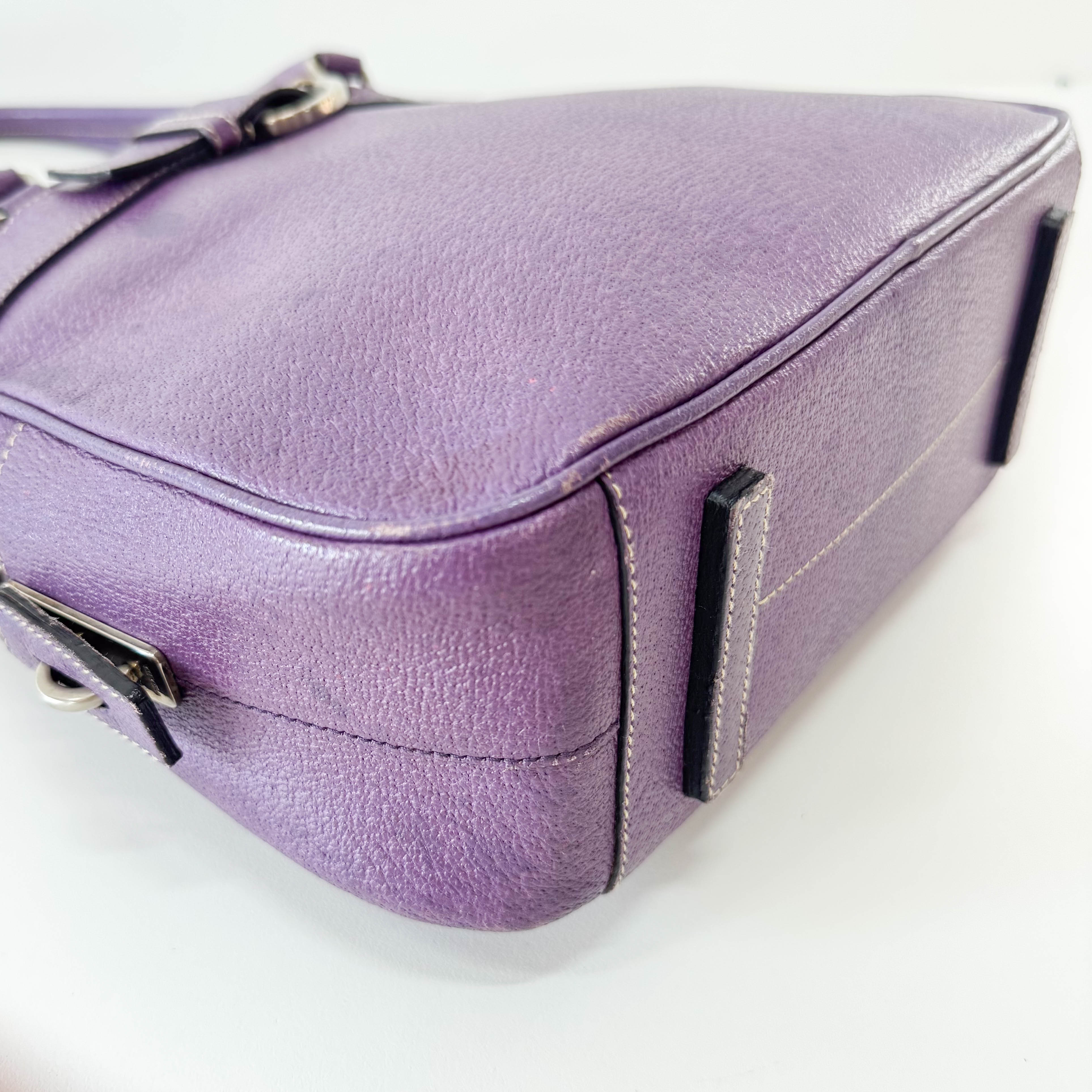 Purple Leather Shoulder Bag
