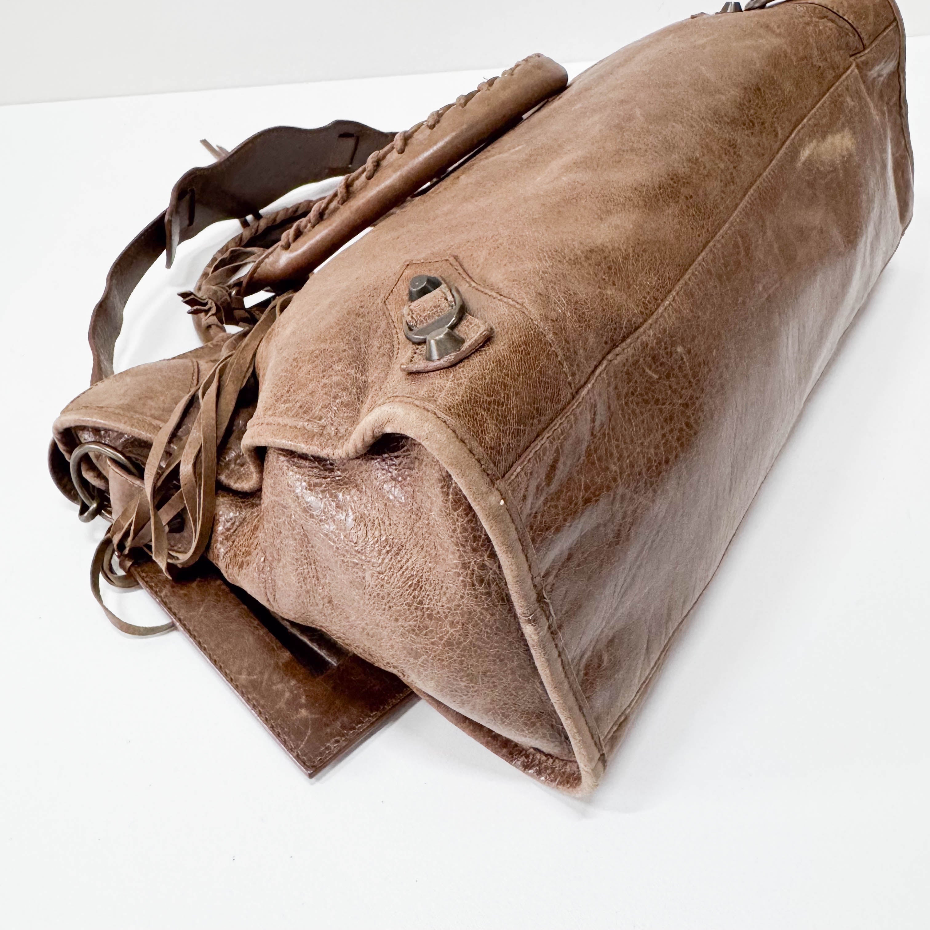 The City Brown Leather Two Way Bag