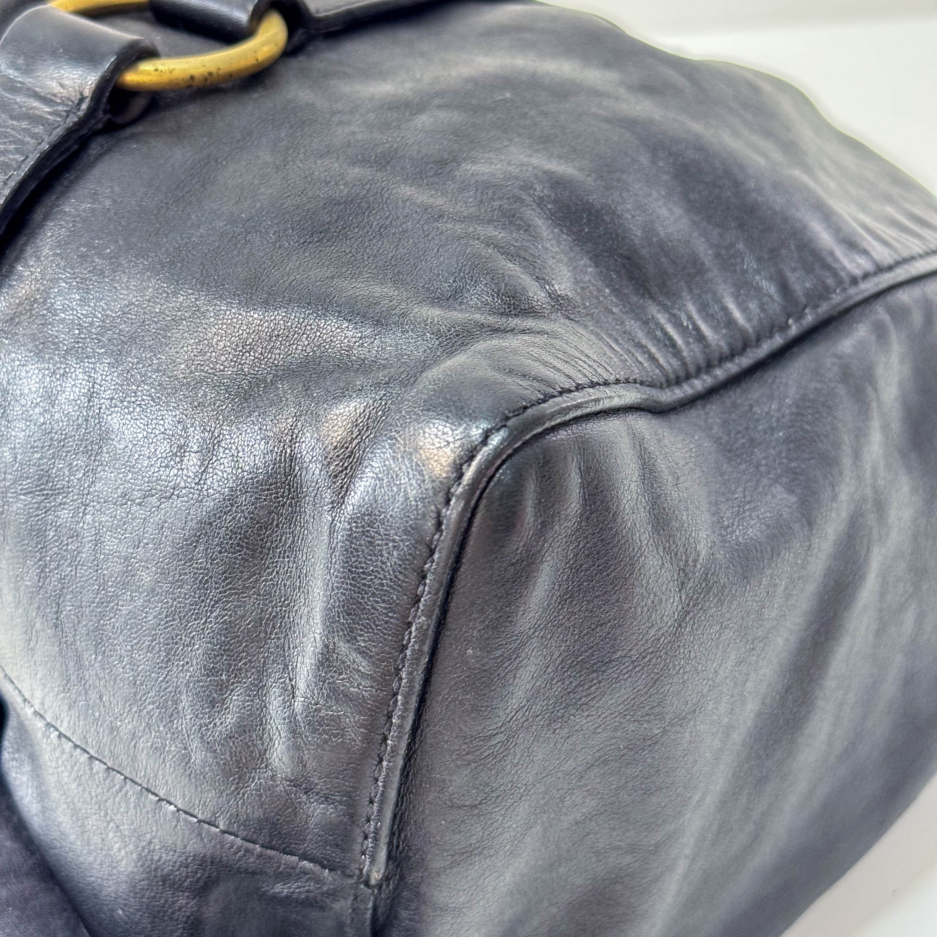 Matelassé Black Leather Shoulder Bag