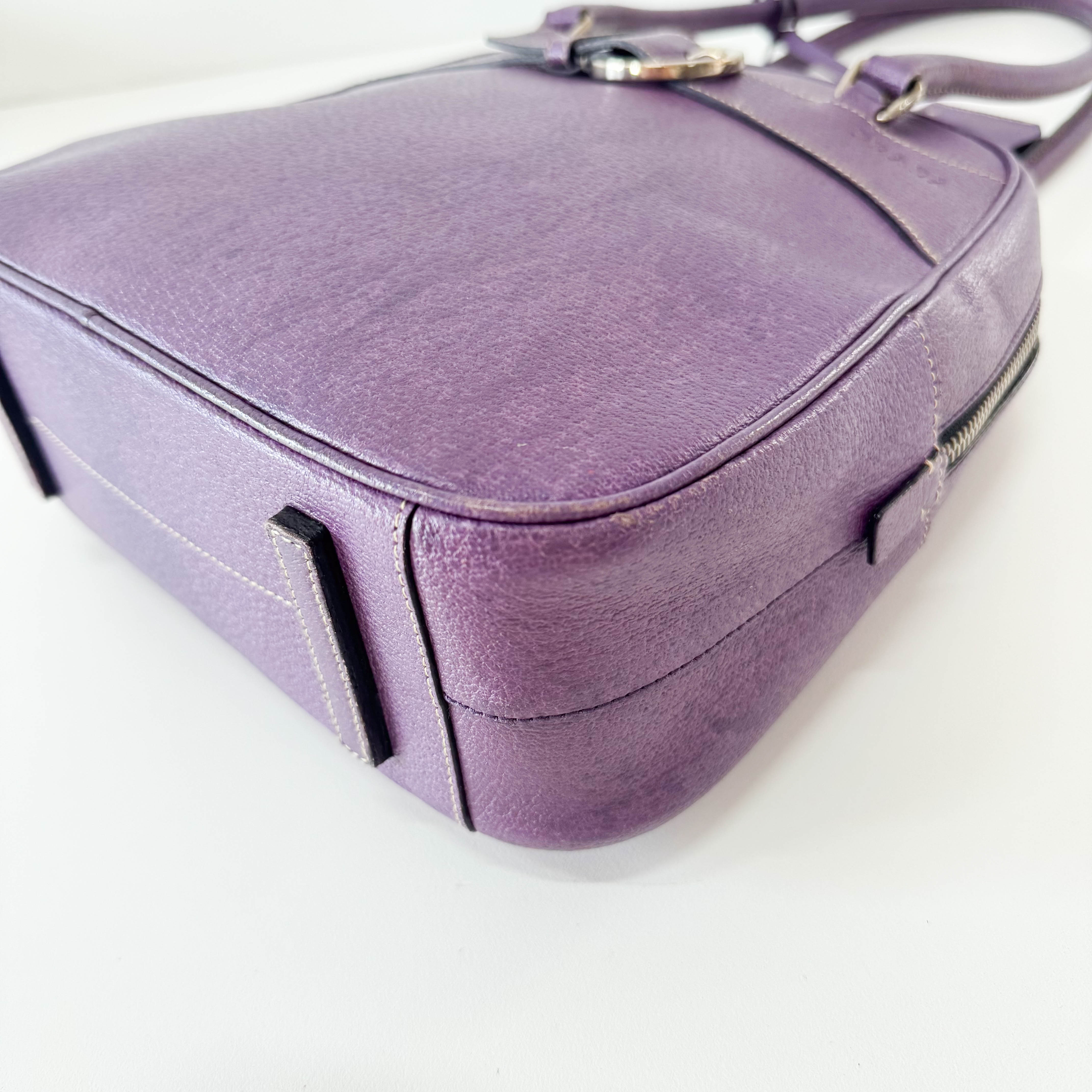 Purple Leather Shoulder Bag