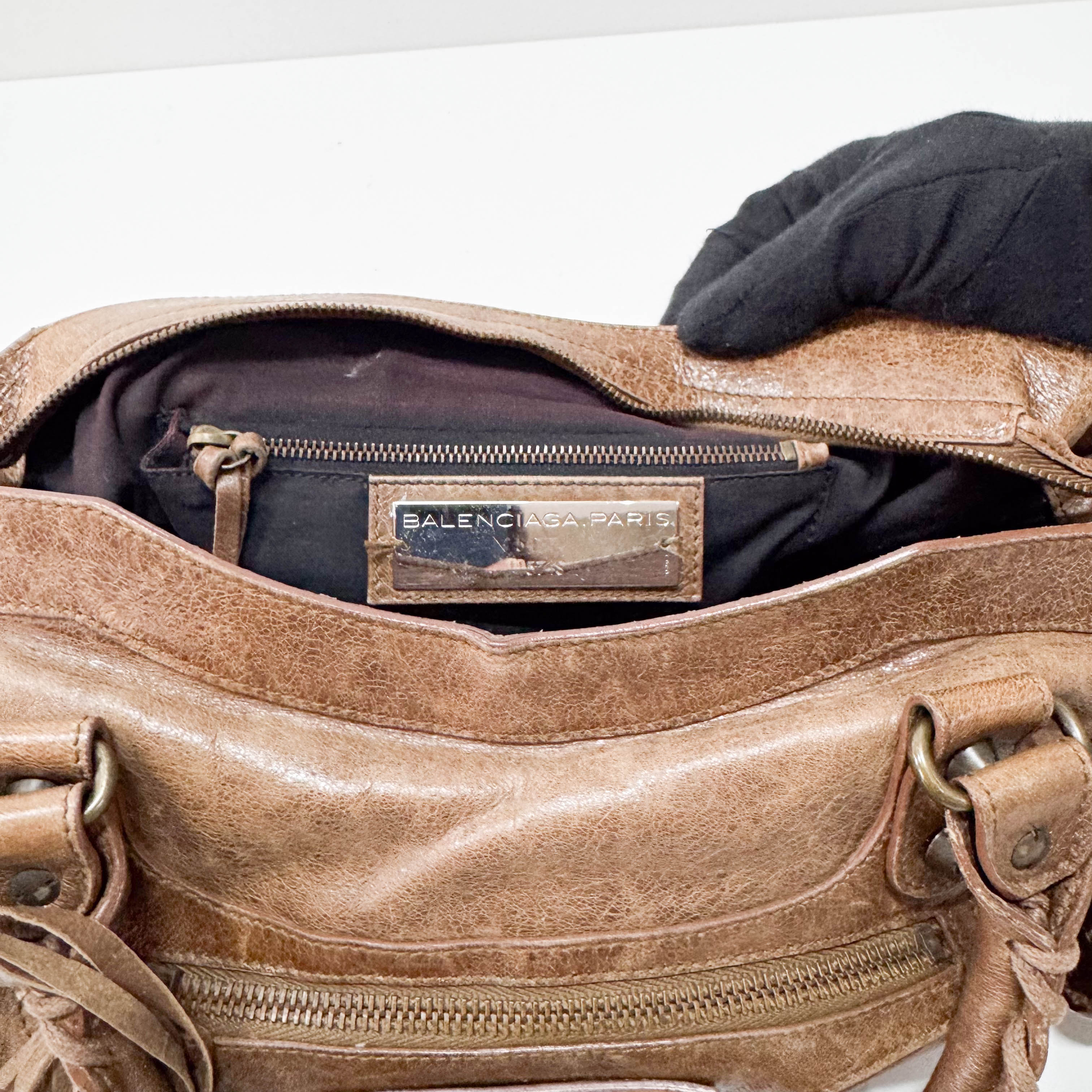 The City Brown Leather Two Way Bag