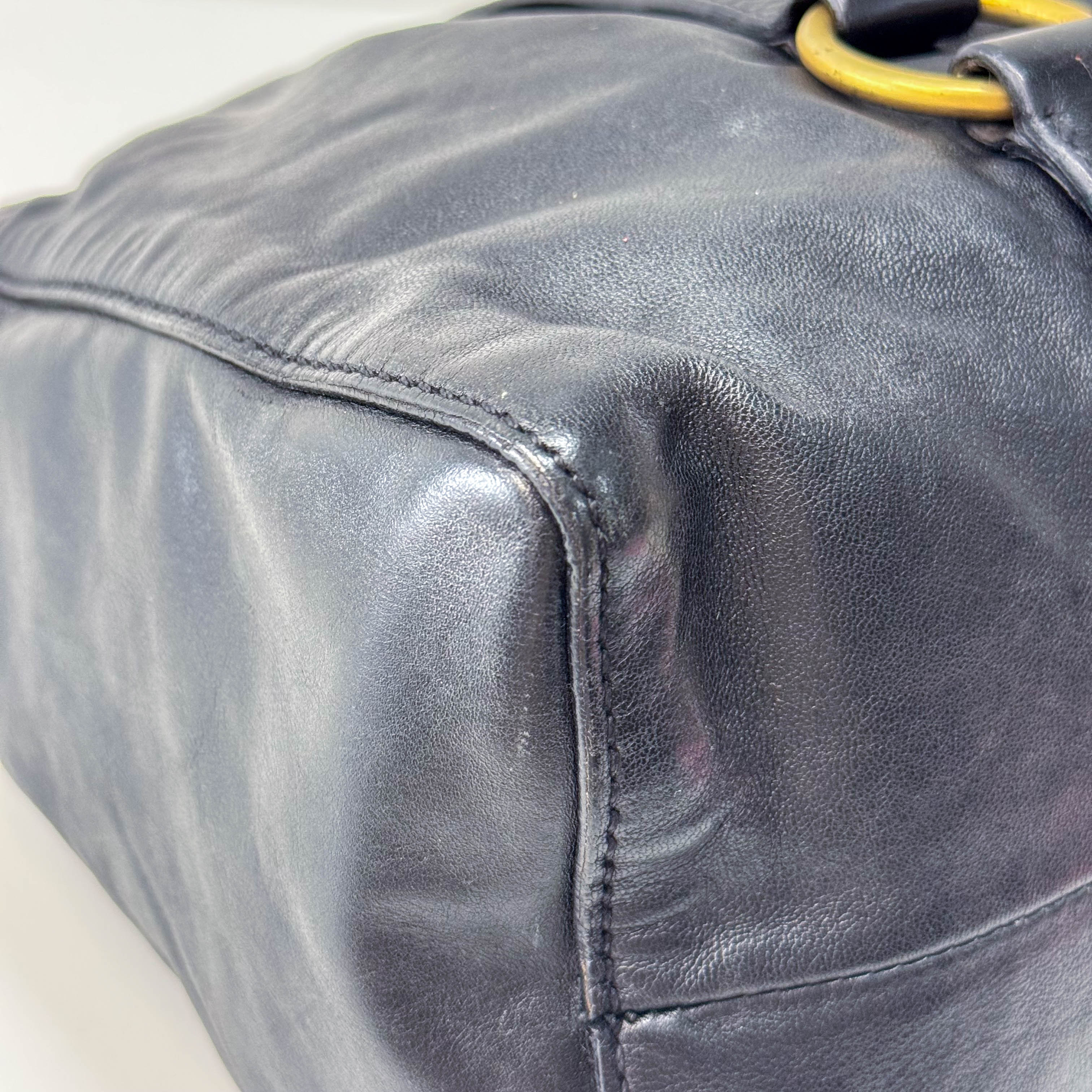 Matelassé Black Leather Shoulder Bag