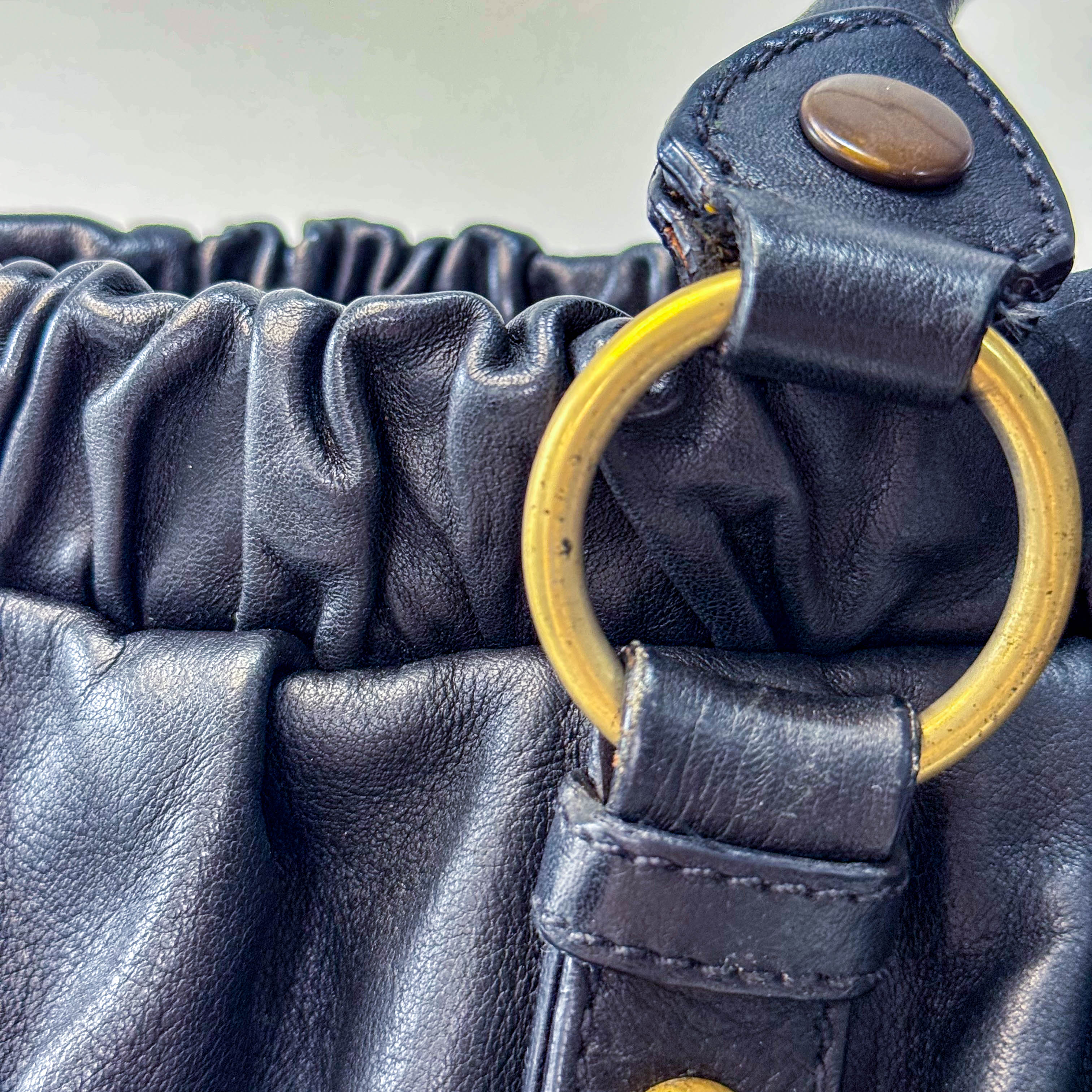 Matelassé Black Leather Shoulder Bag