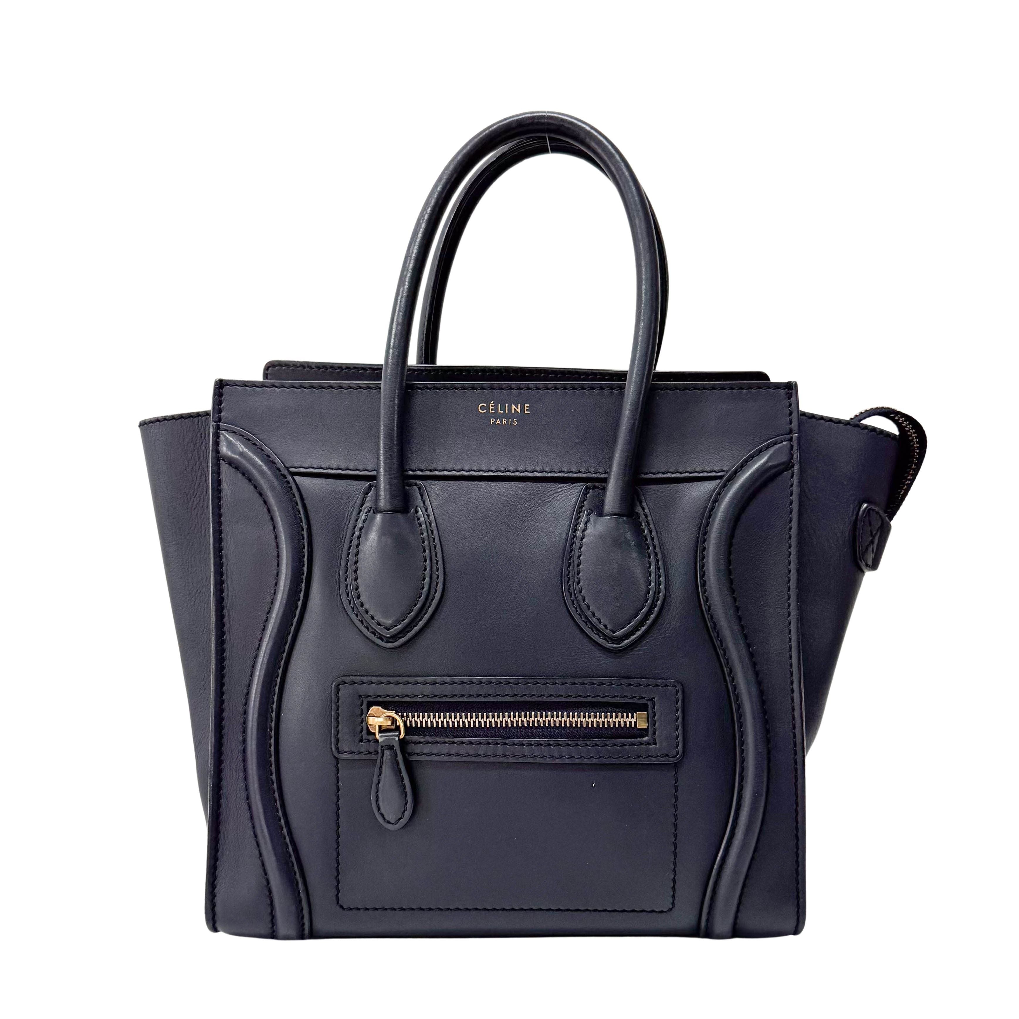 Micro Luggage Blue Leather Handbag