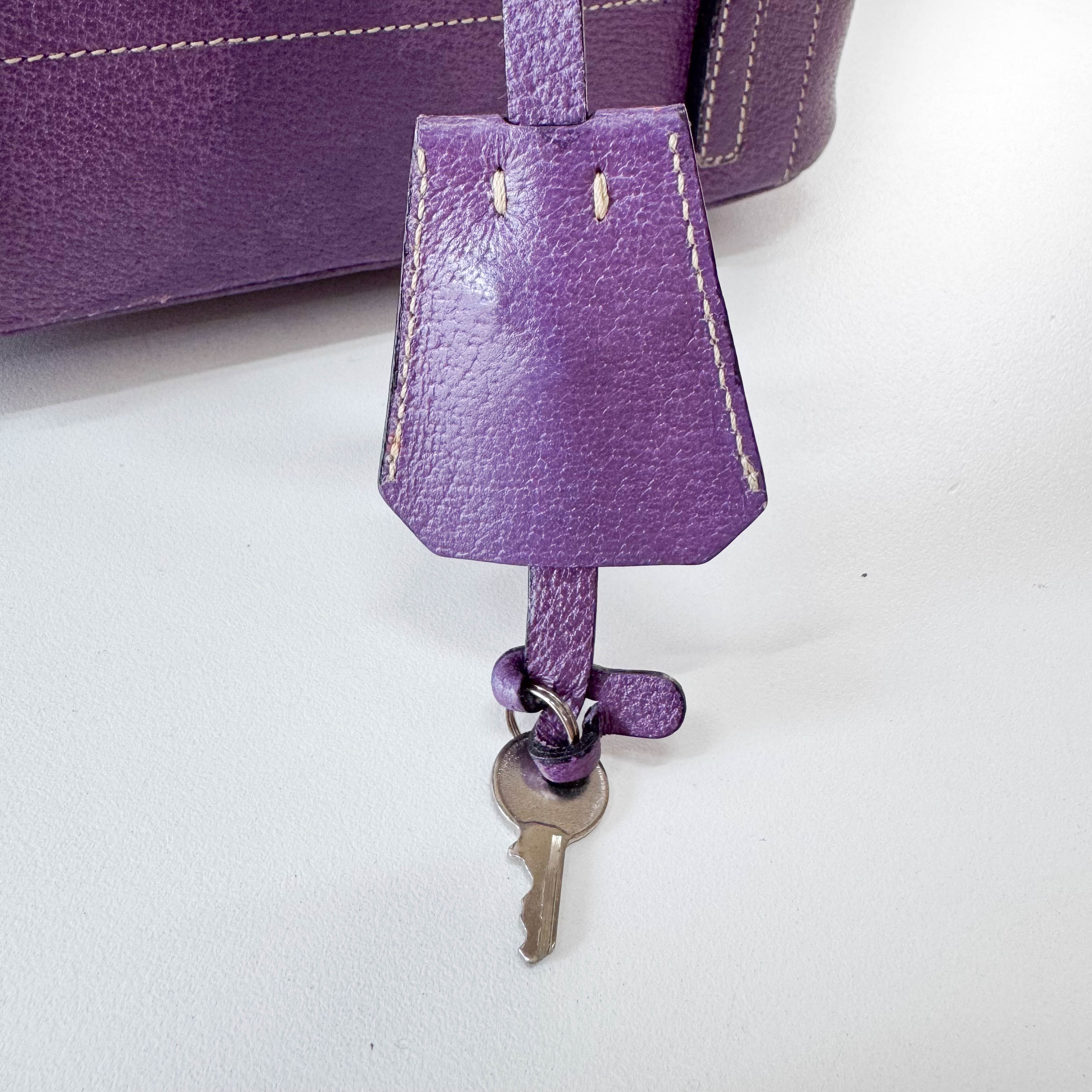 Purple Leather Shoulder Bag