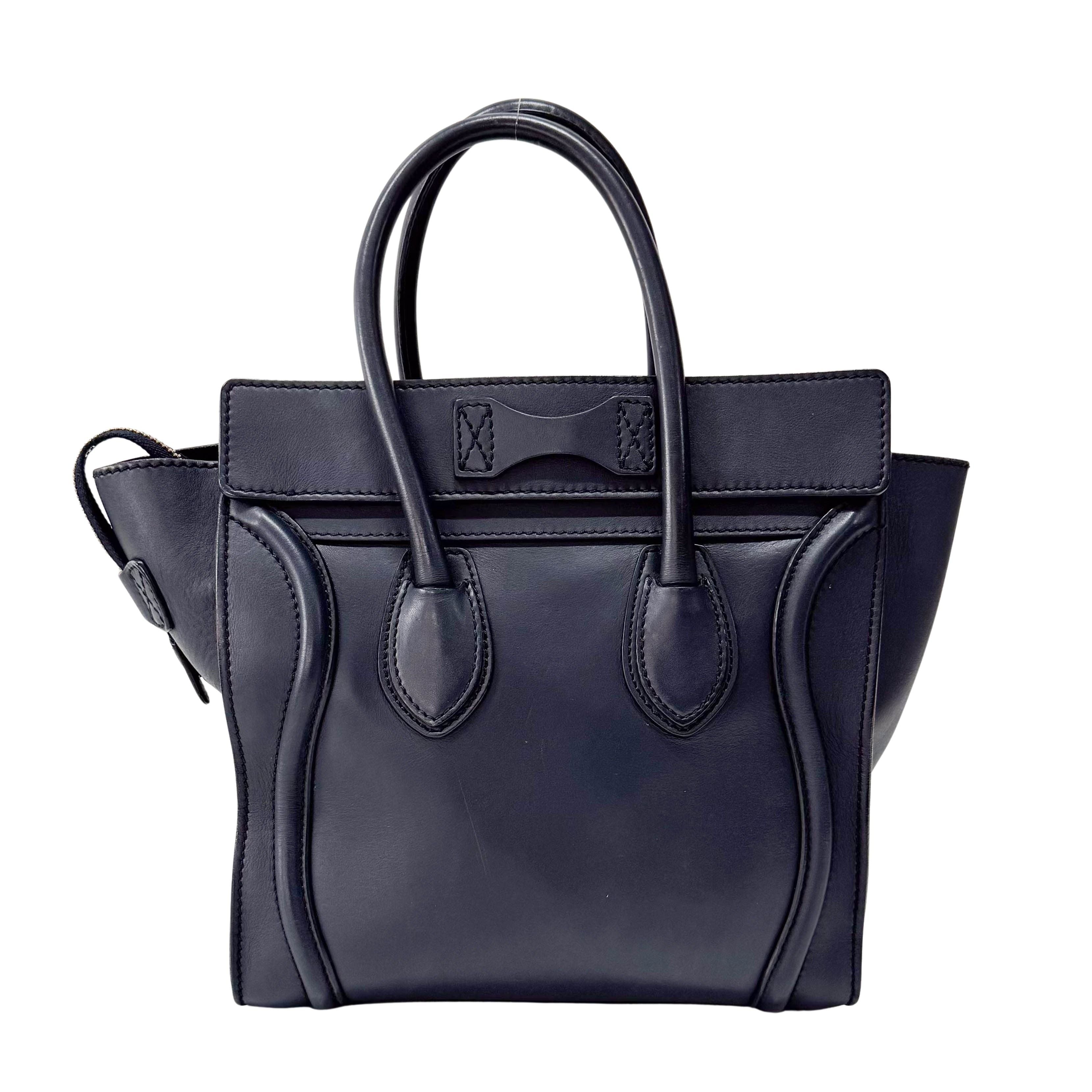 Micro Luggage Blue Leather Handbag