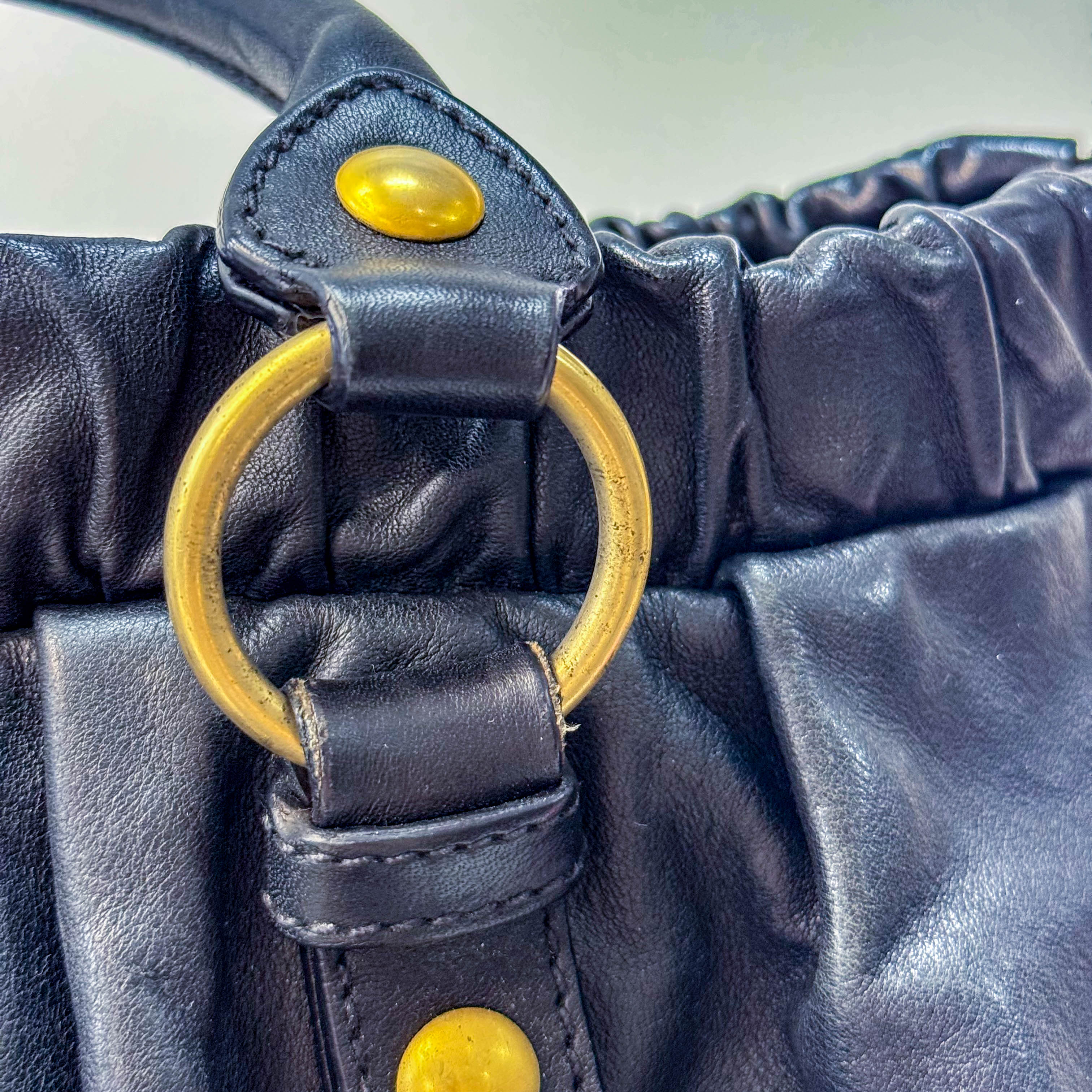 Matelassé Black Leather Shoulder Bag