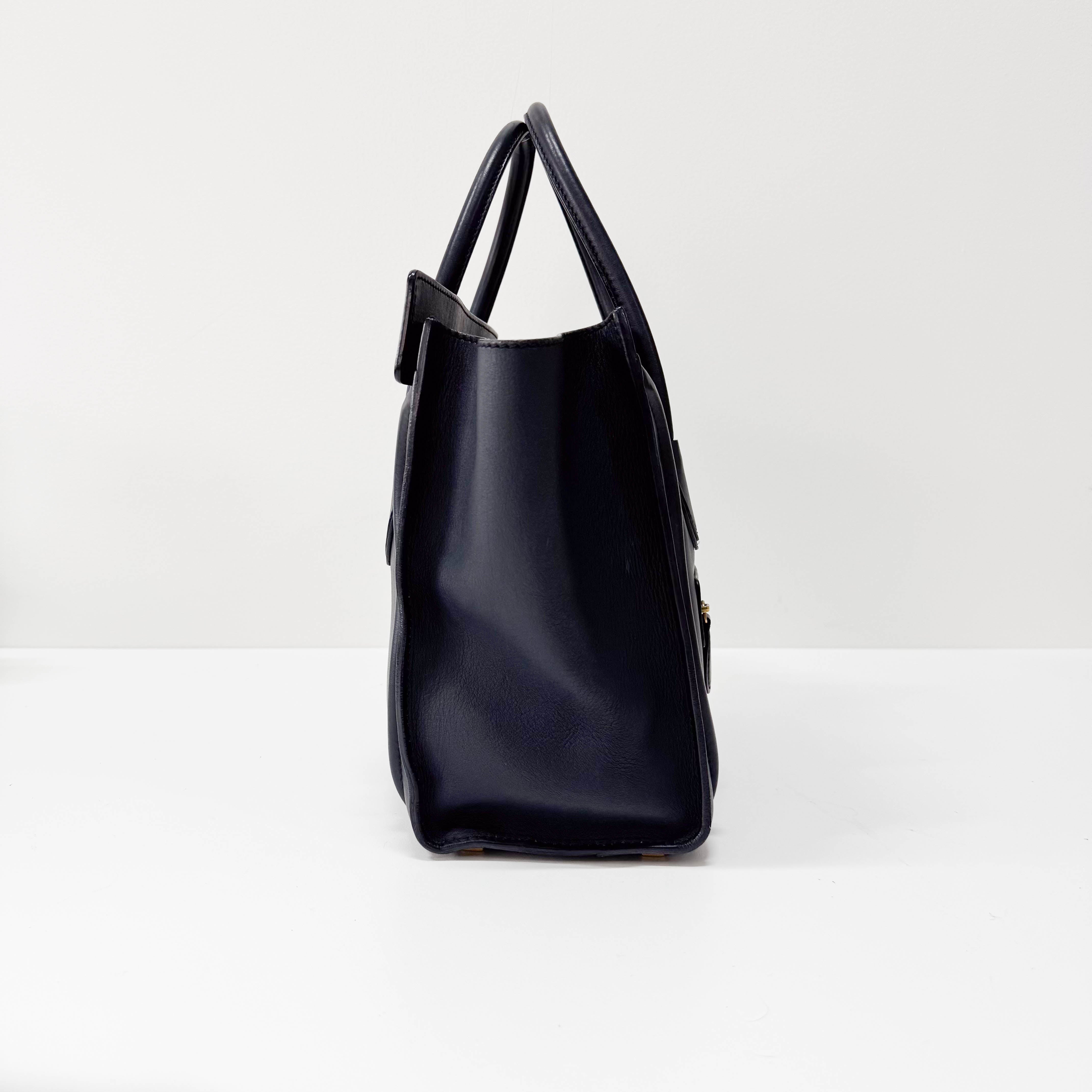 Micro Luggage Blue Leather Handbag