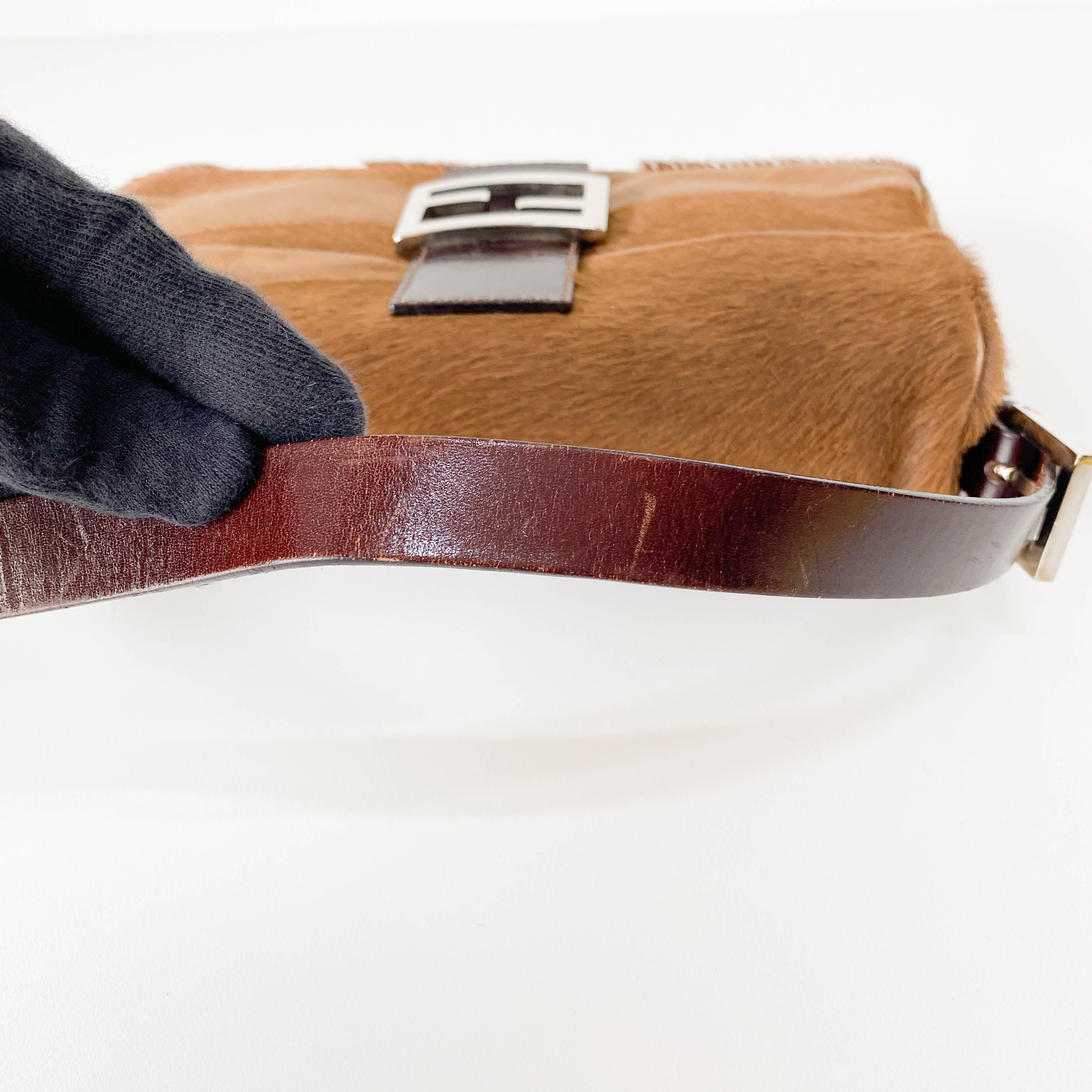 Baguette Brown Pony Hair Shoulder Bag