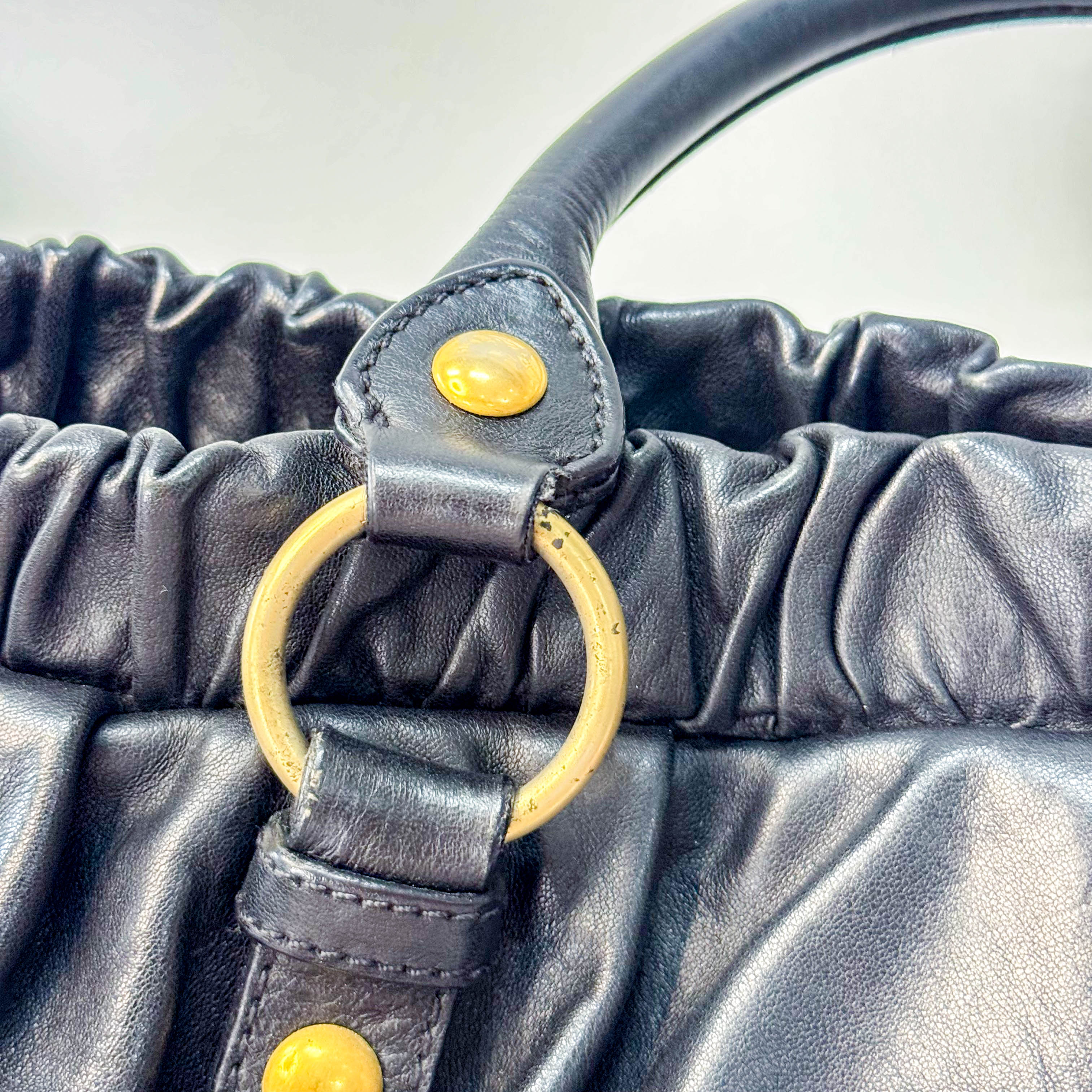 Matelassé Black Leather Shoulder Bag