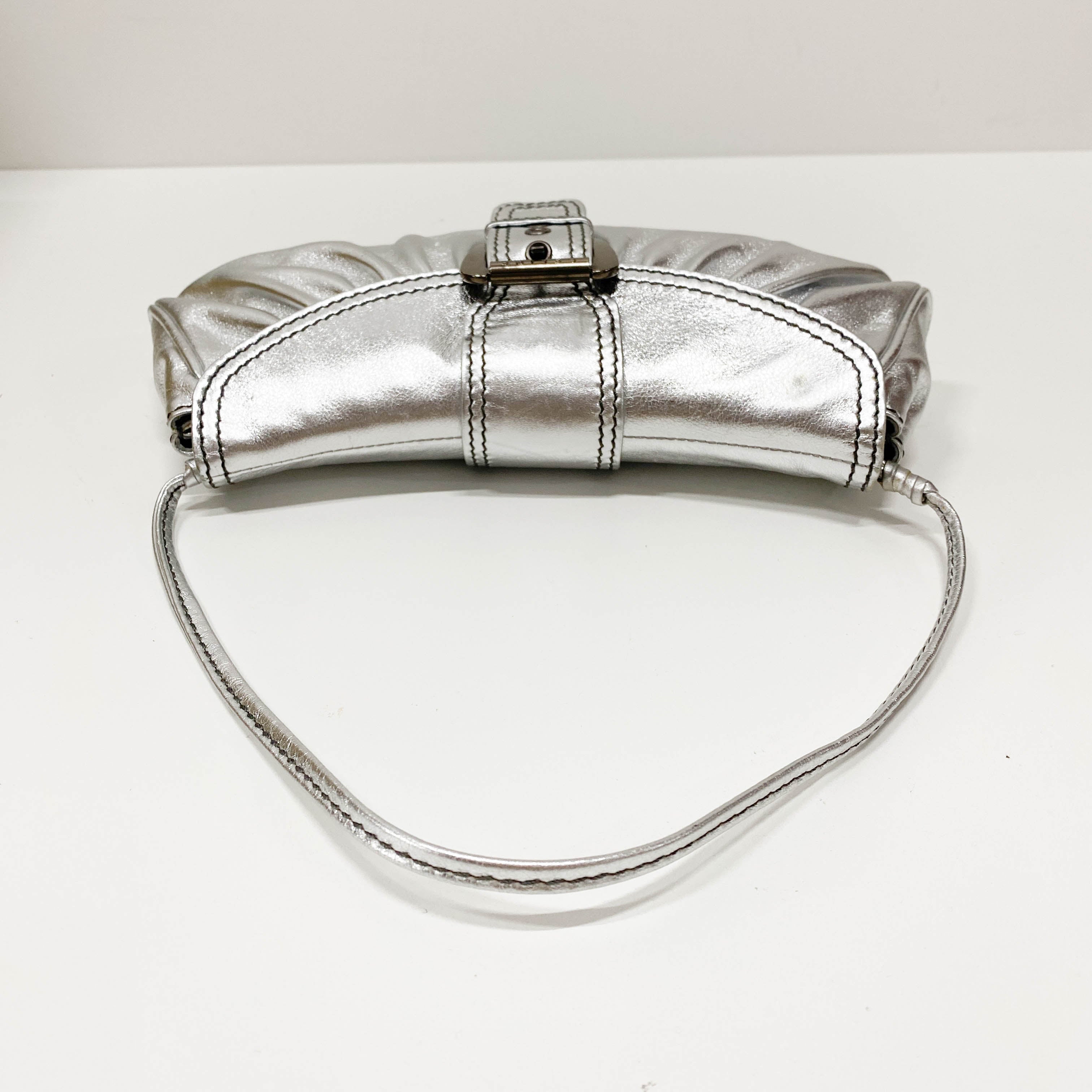 Silver Leather Shoulder Bag