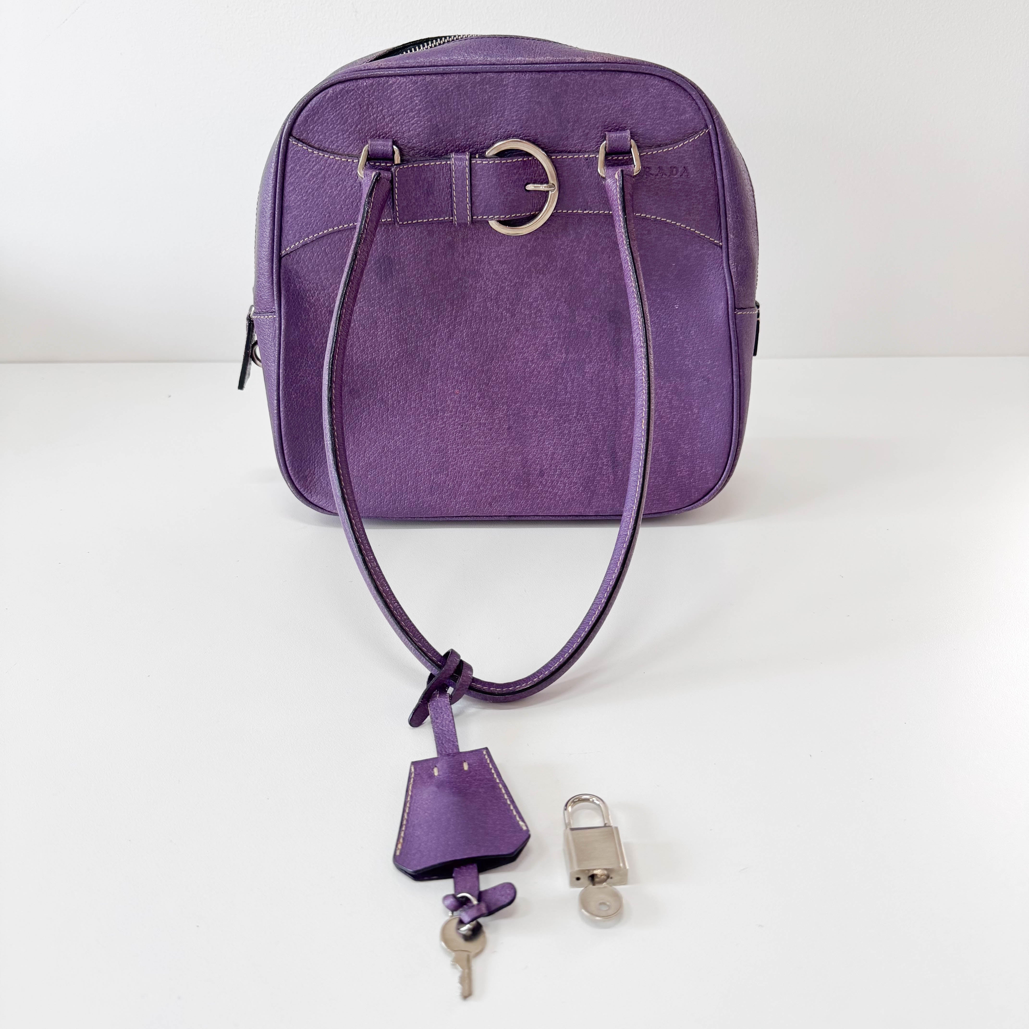 Purple Leather Shoulder Bag