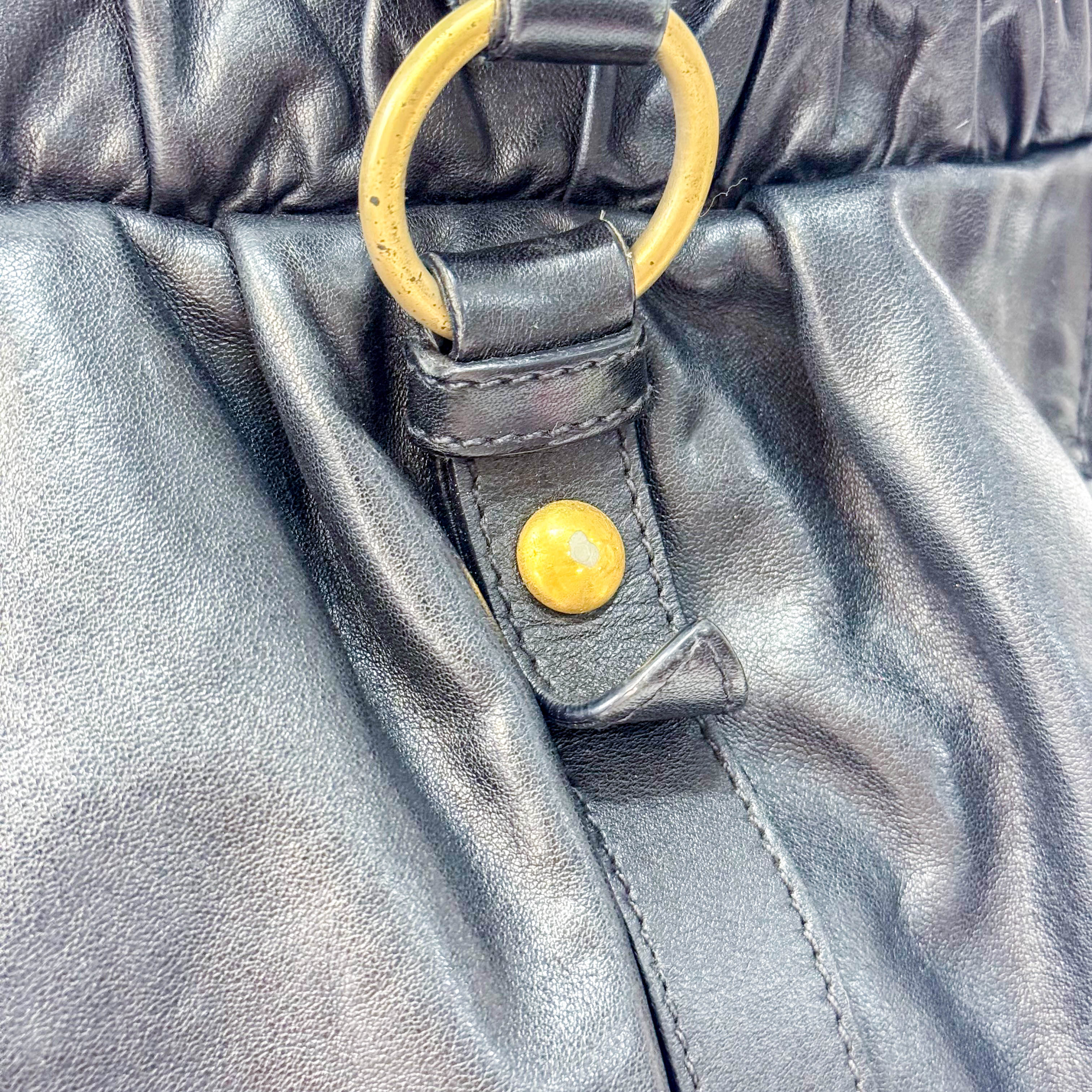 Matelassé Black Leather Shoulder Bag