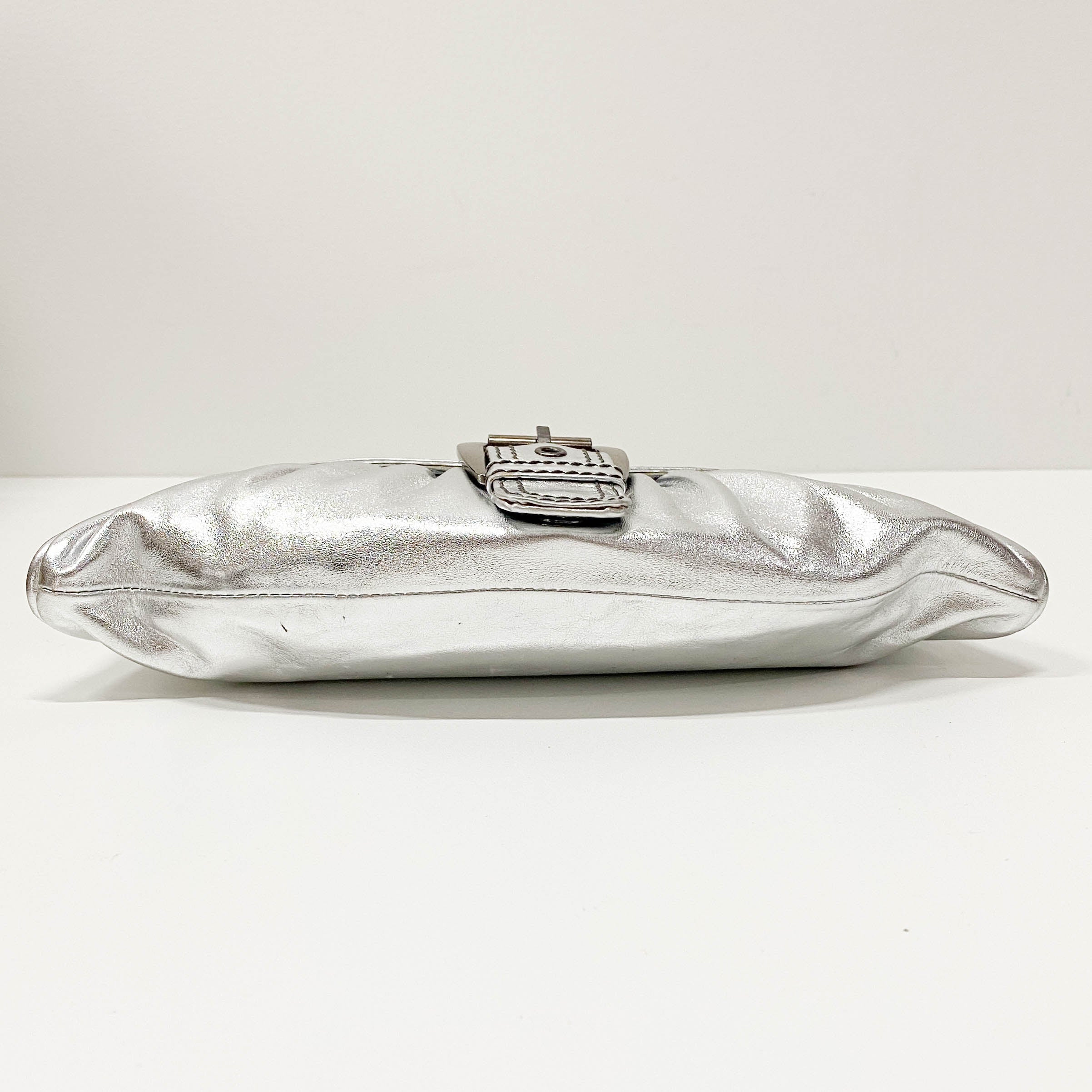 Silver Leather Shoulder Bag