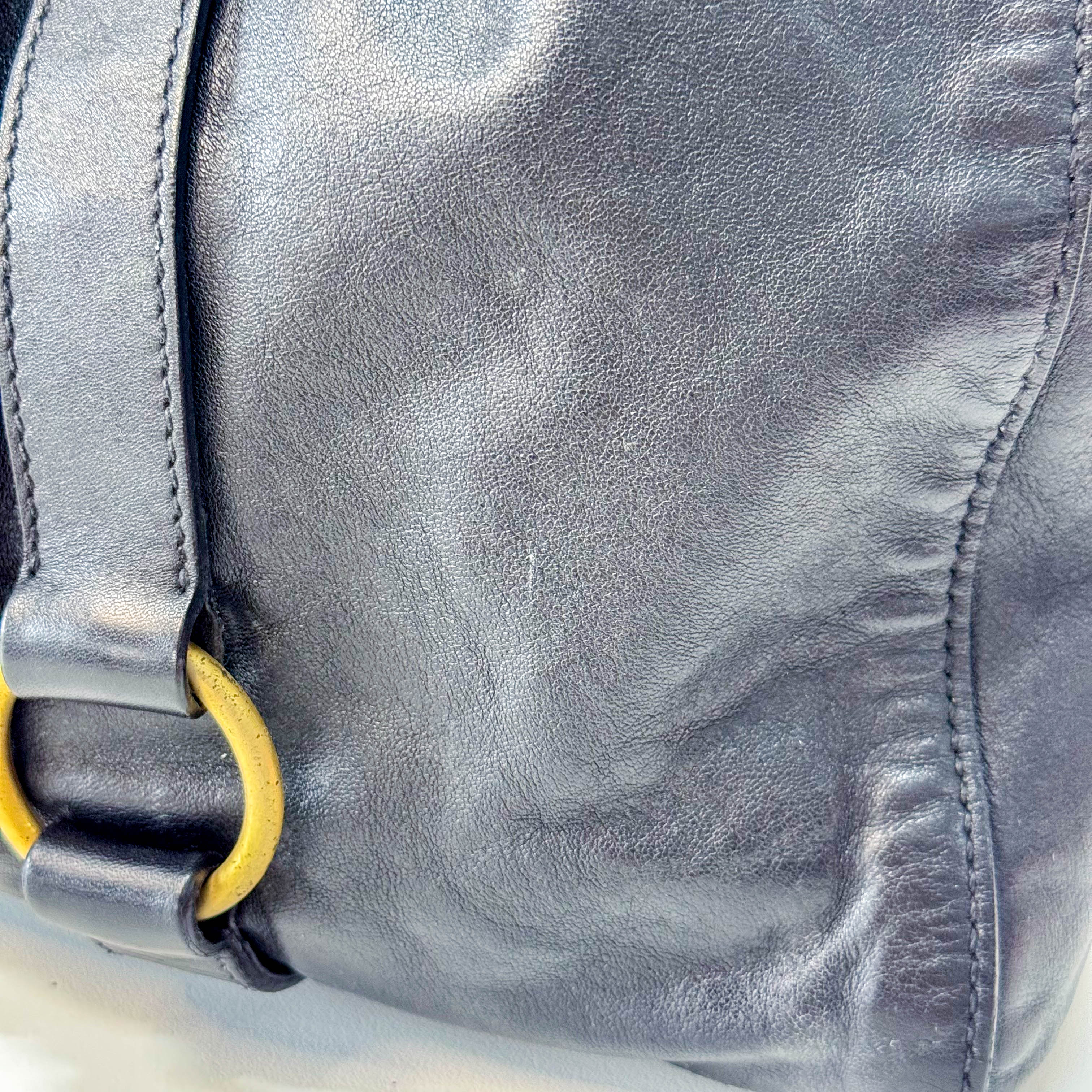 Matelassé Black Leather Shoulder Bag