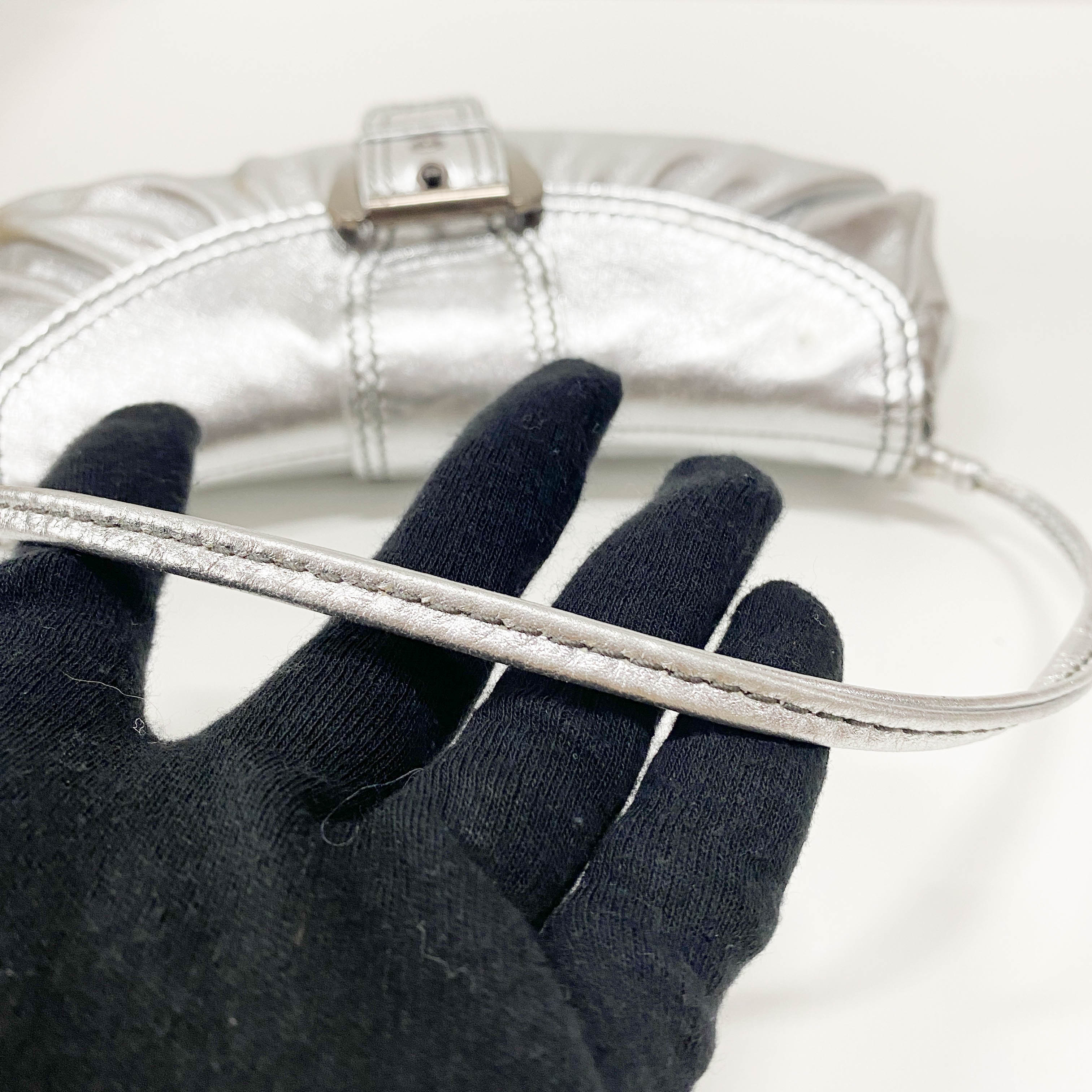 Silver Leather Shoulder Bag