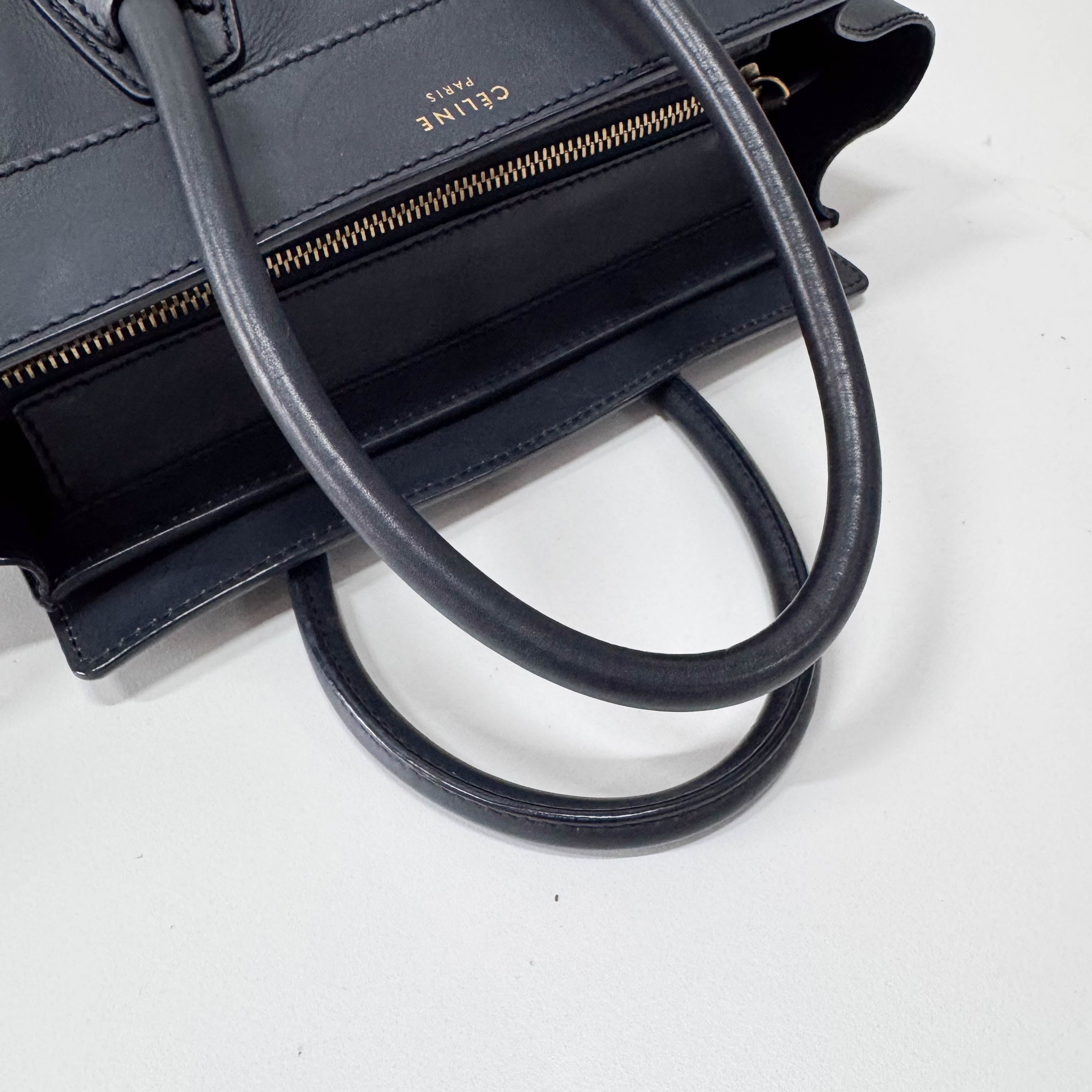 Micro Luggage Blue Leather Handbag