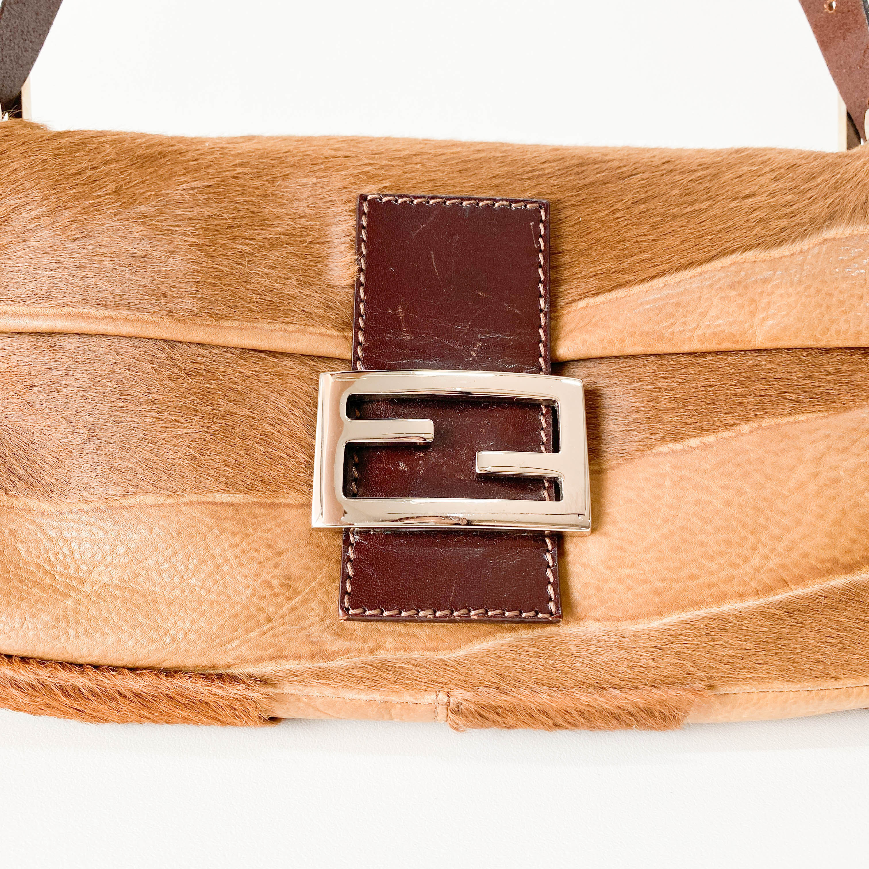 Baguette Brown Pony Hair Shoulder Bag