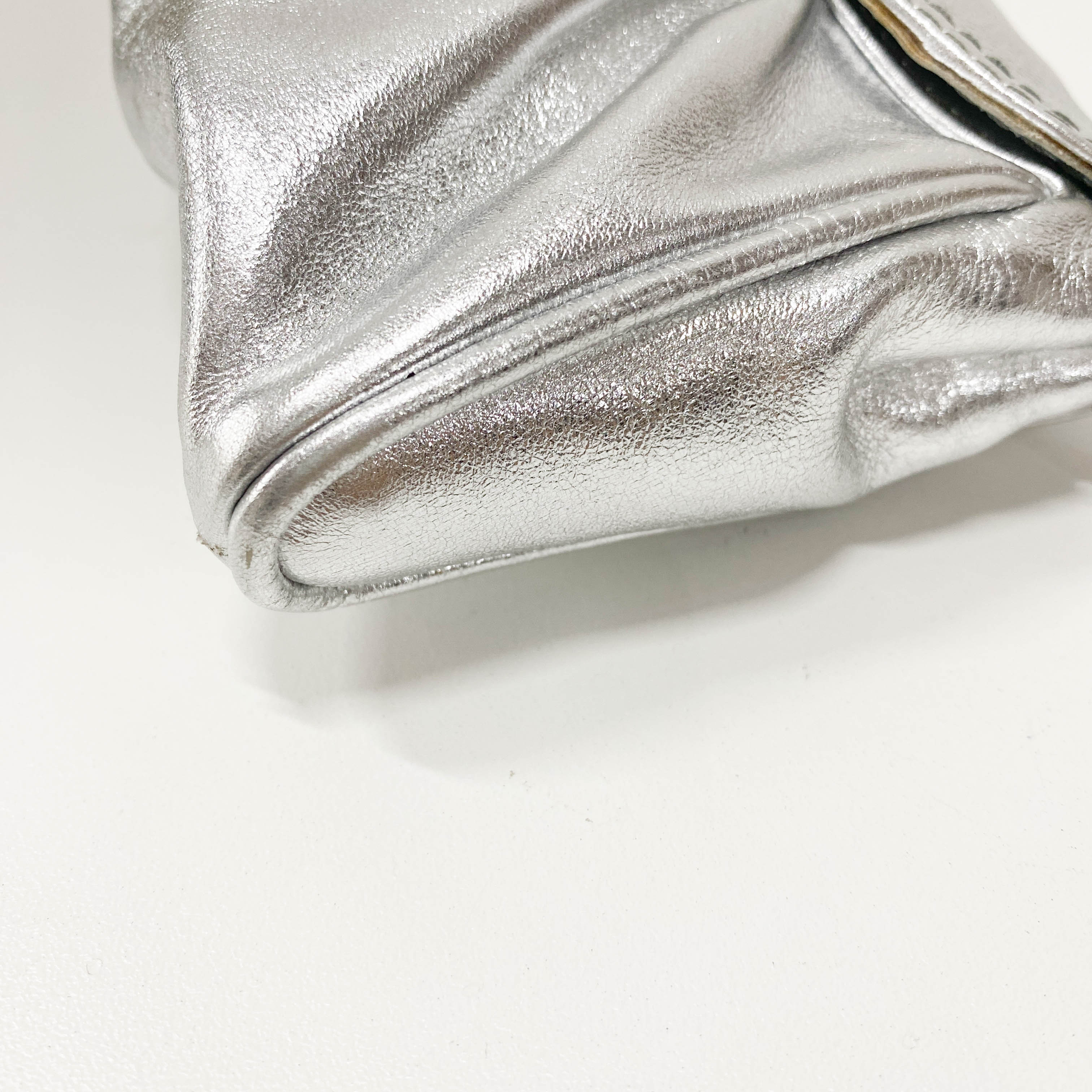 Silver Leather Shoulder Bag