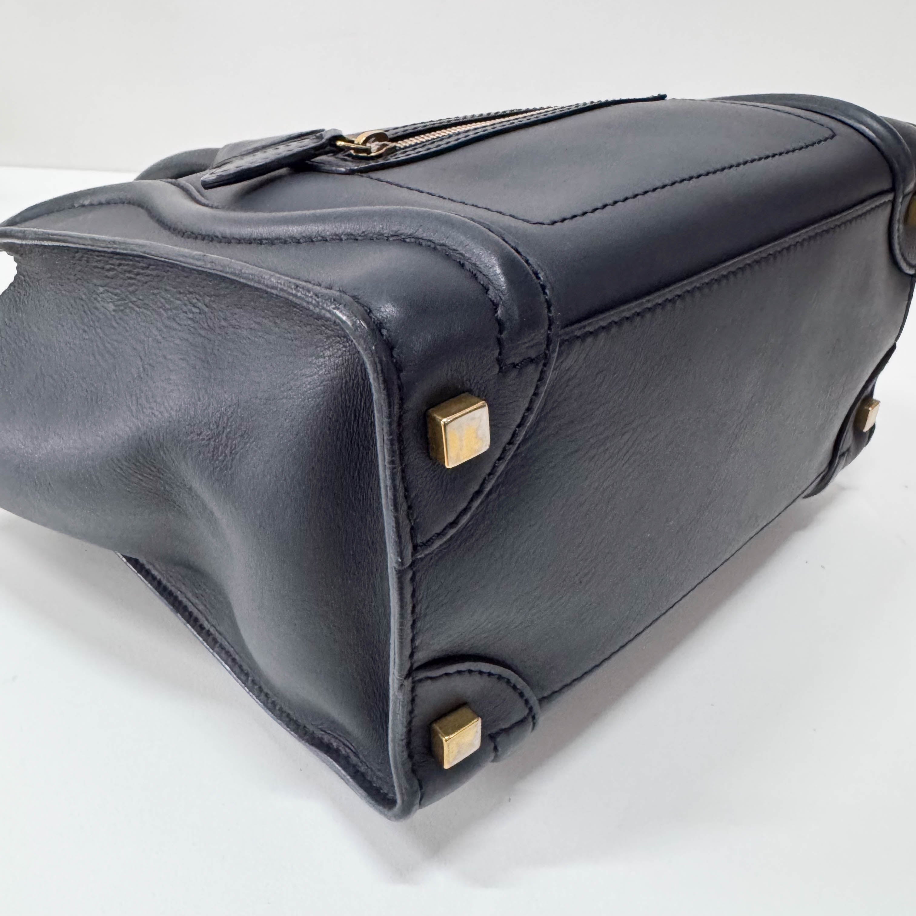 Micro Luggage Blue Leather Handbag