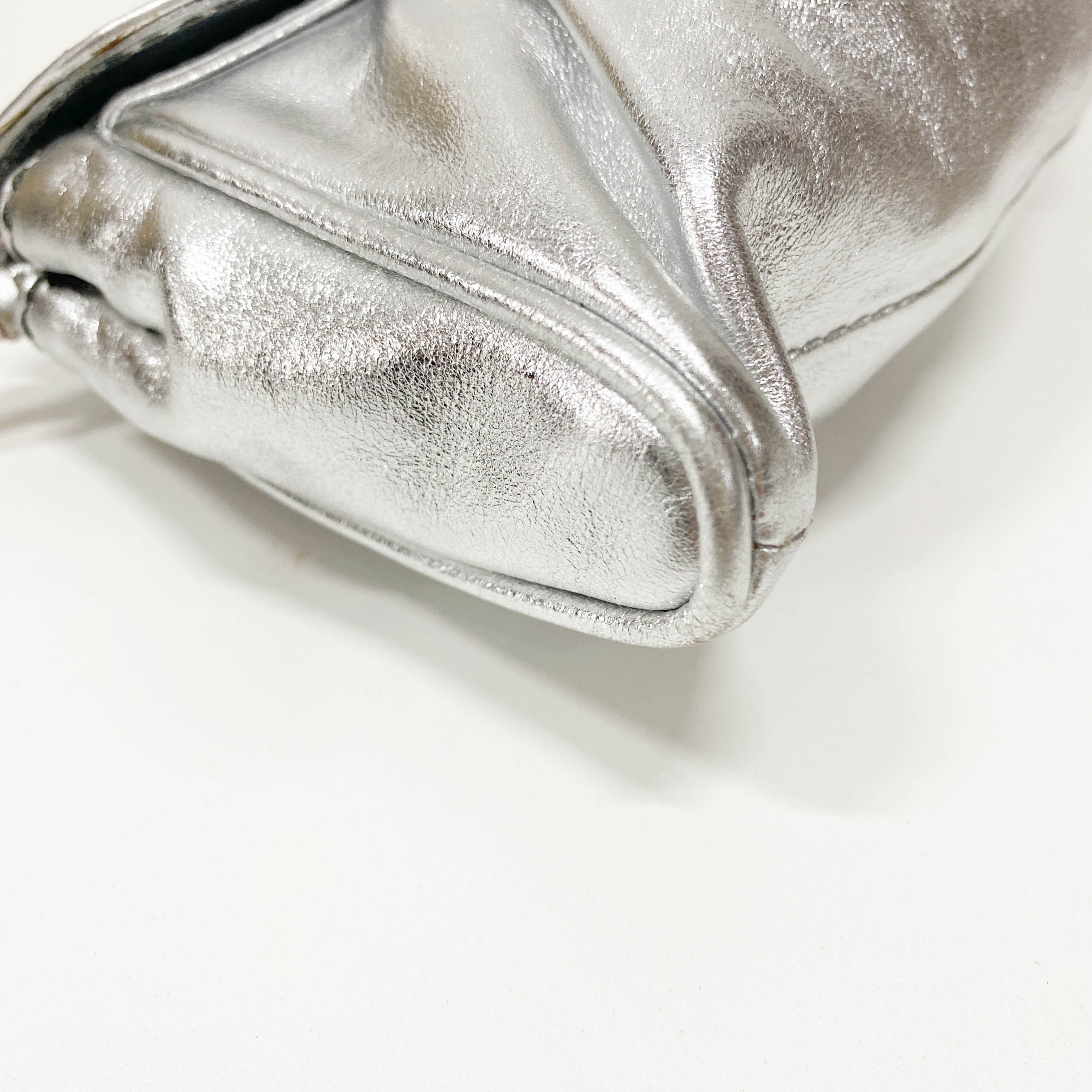 Silver Leather Shoulder Bag