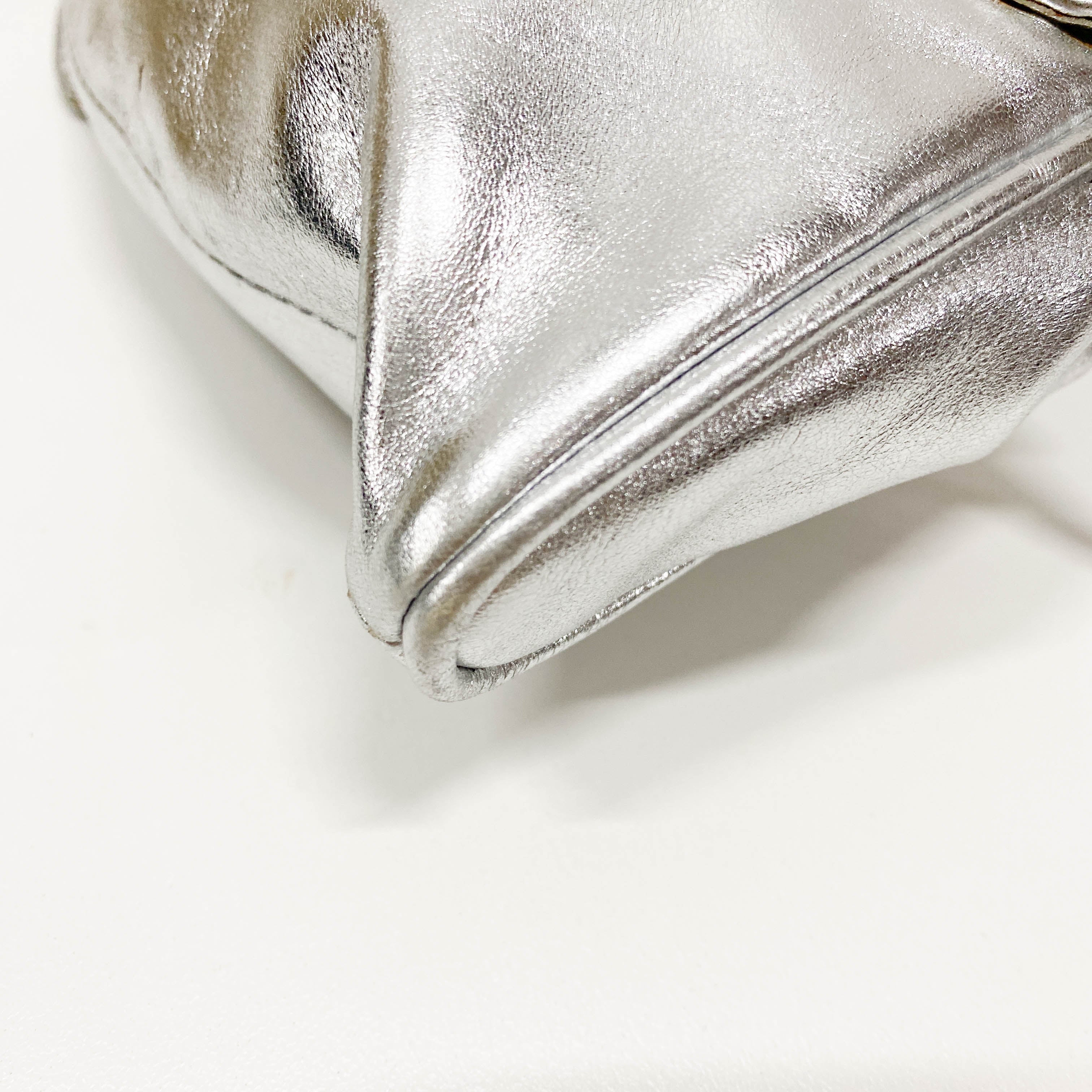 Silver Leather Shoulder Bag