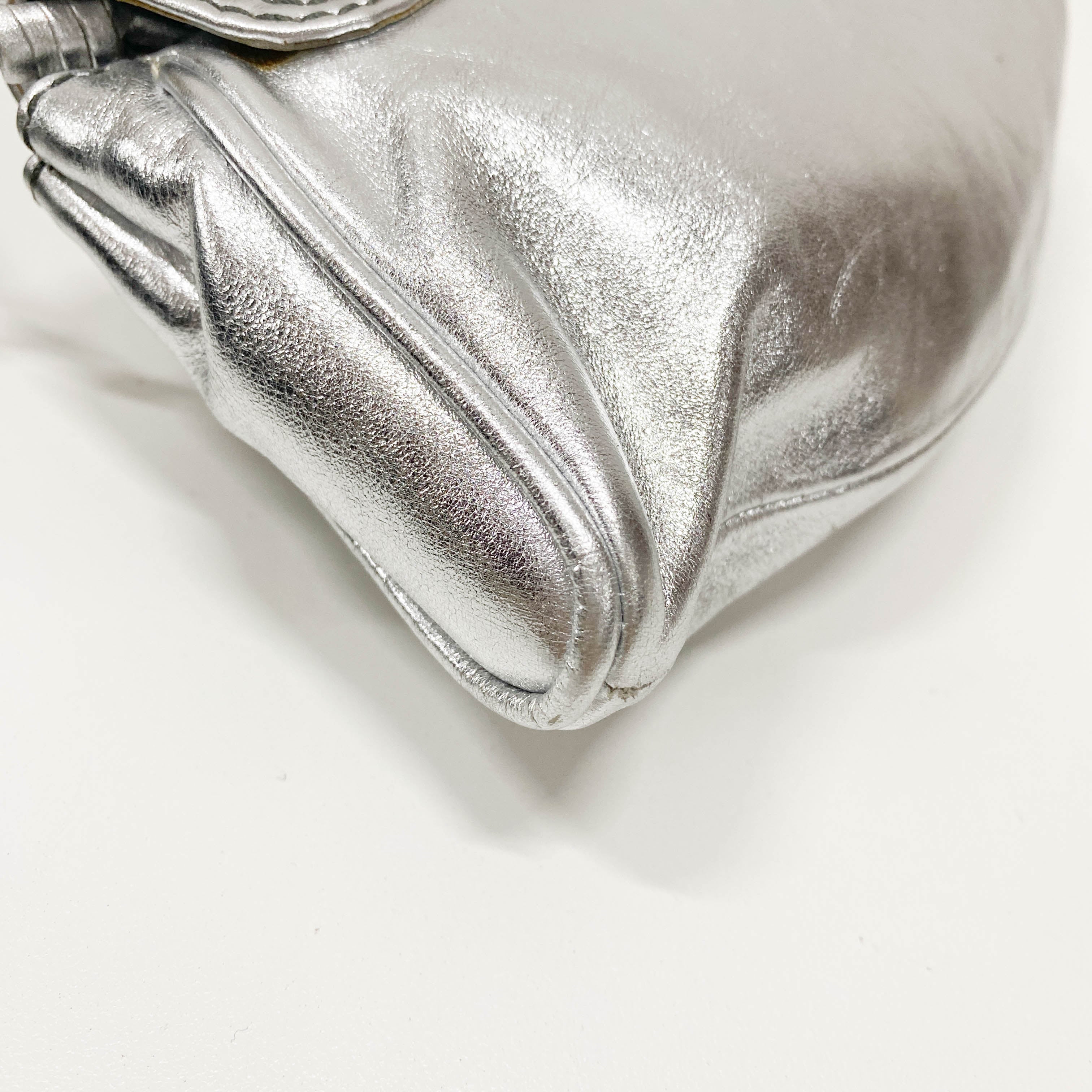 Silver Leather Shoulder Bag