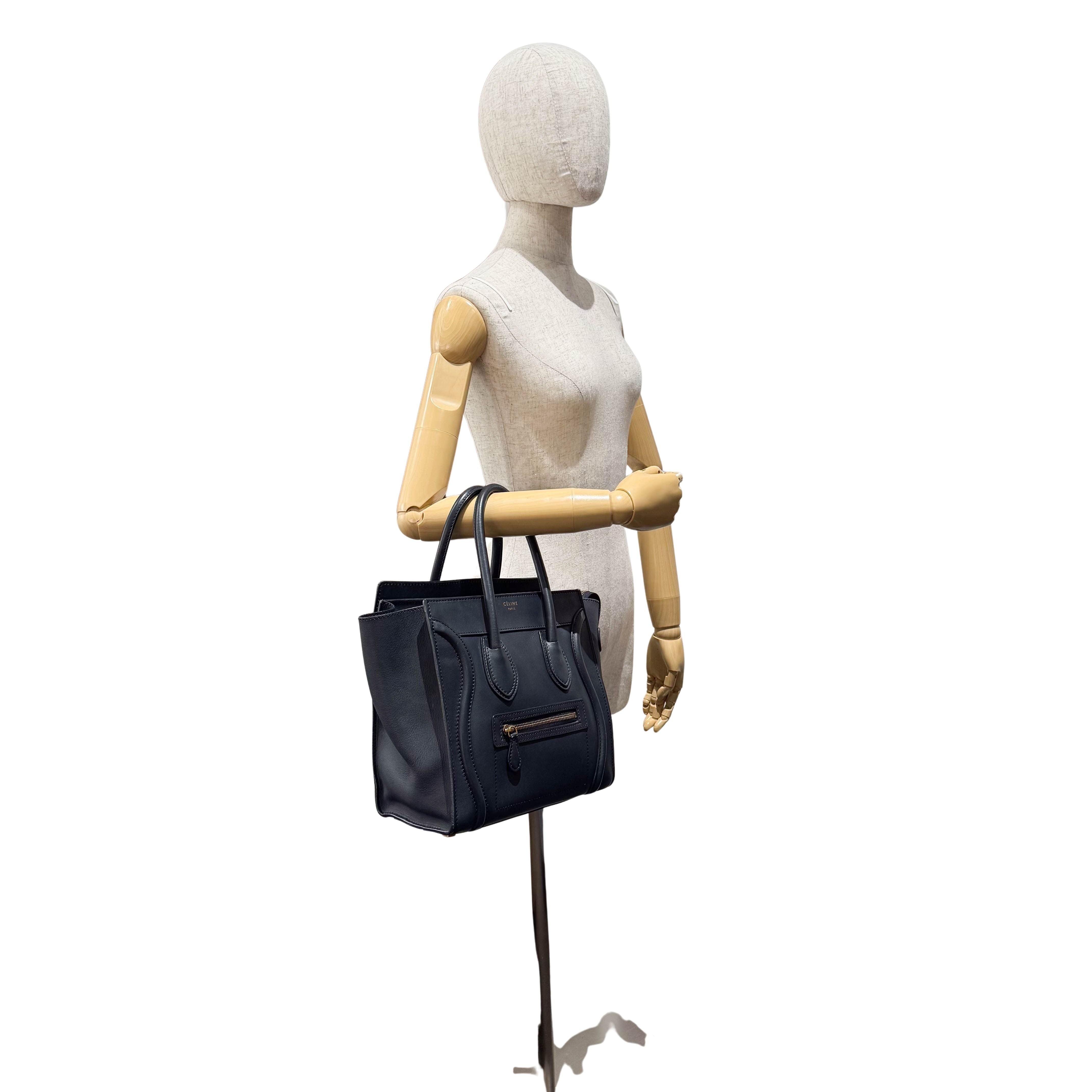 Micro Luggage Blue Leather Handbag
