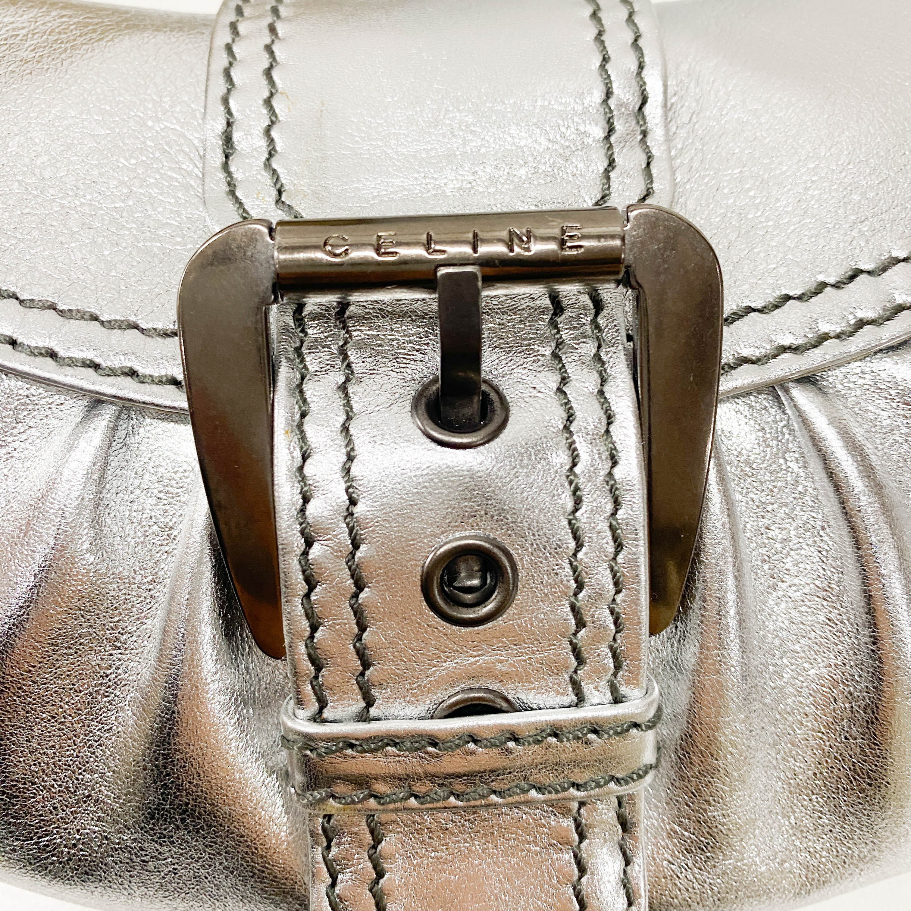 Silver Leather Shoulder Bag