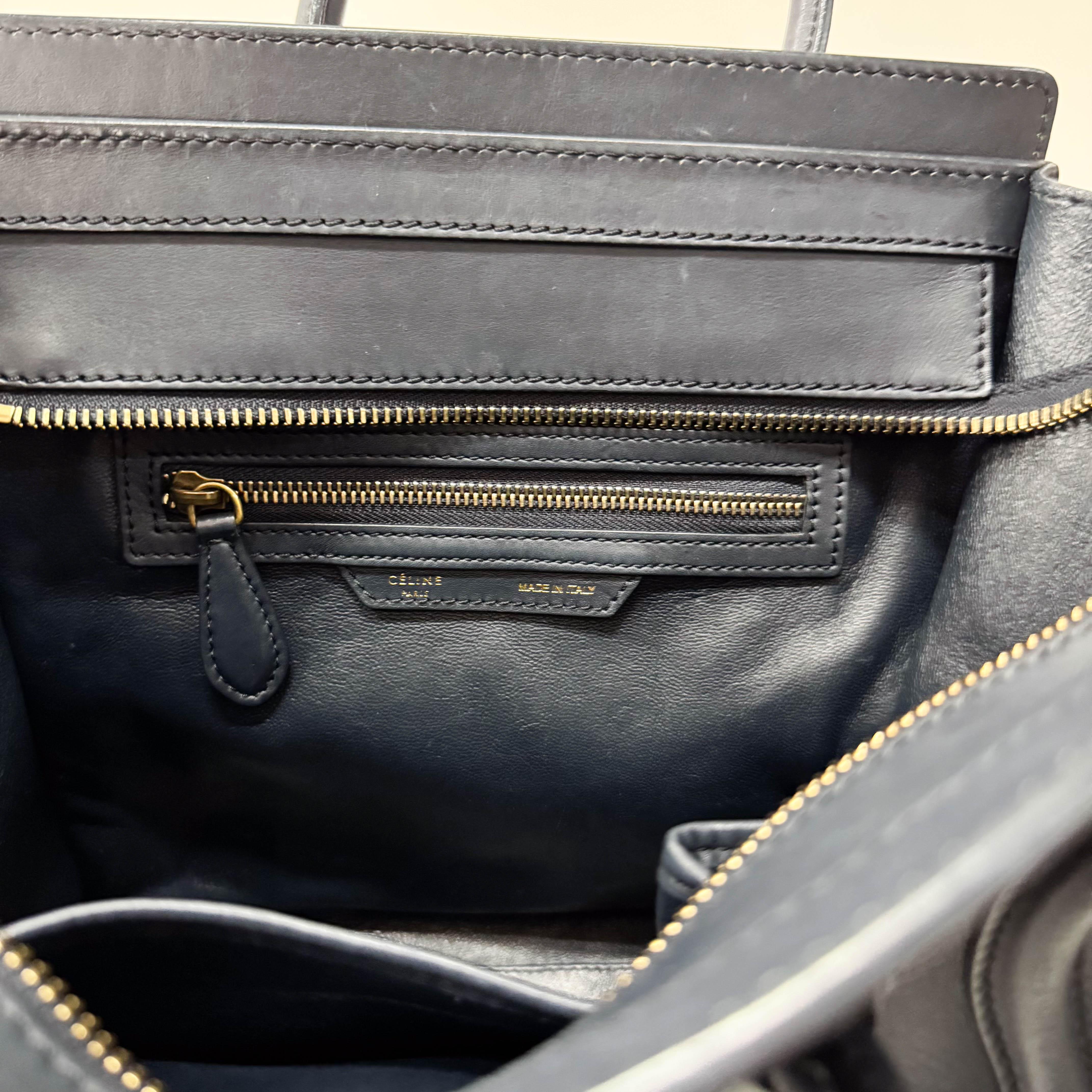 Micro Luggage Blue Leather Handbag