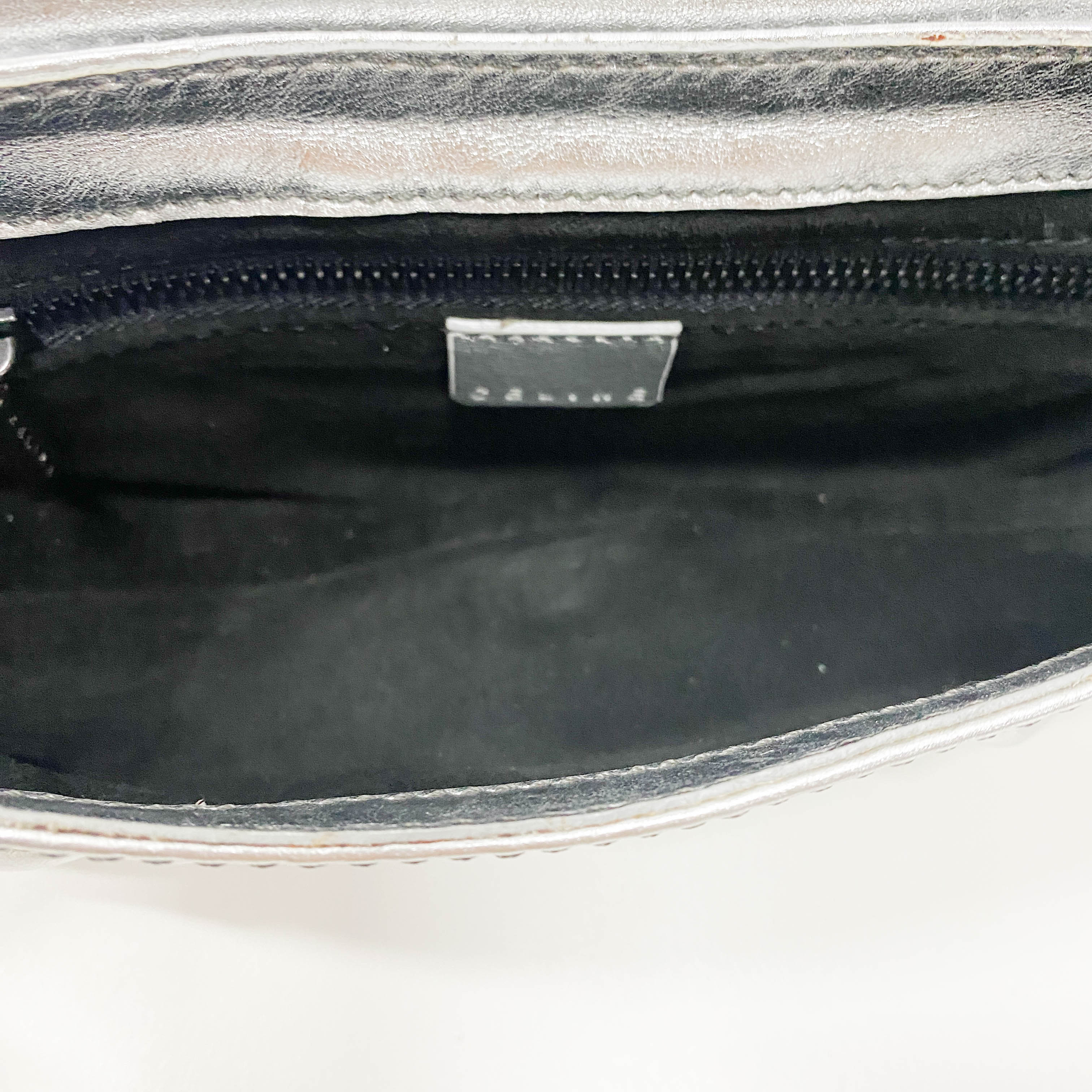 Silver Leather Shoulder Bag