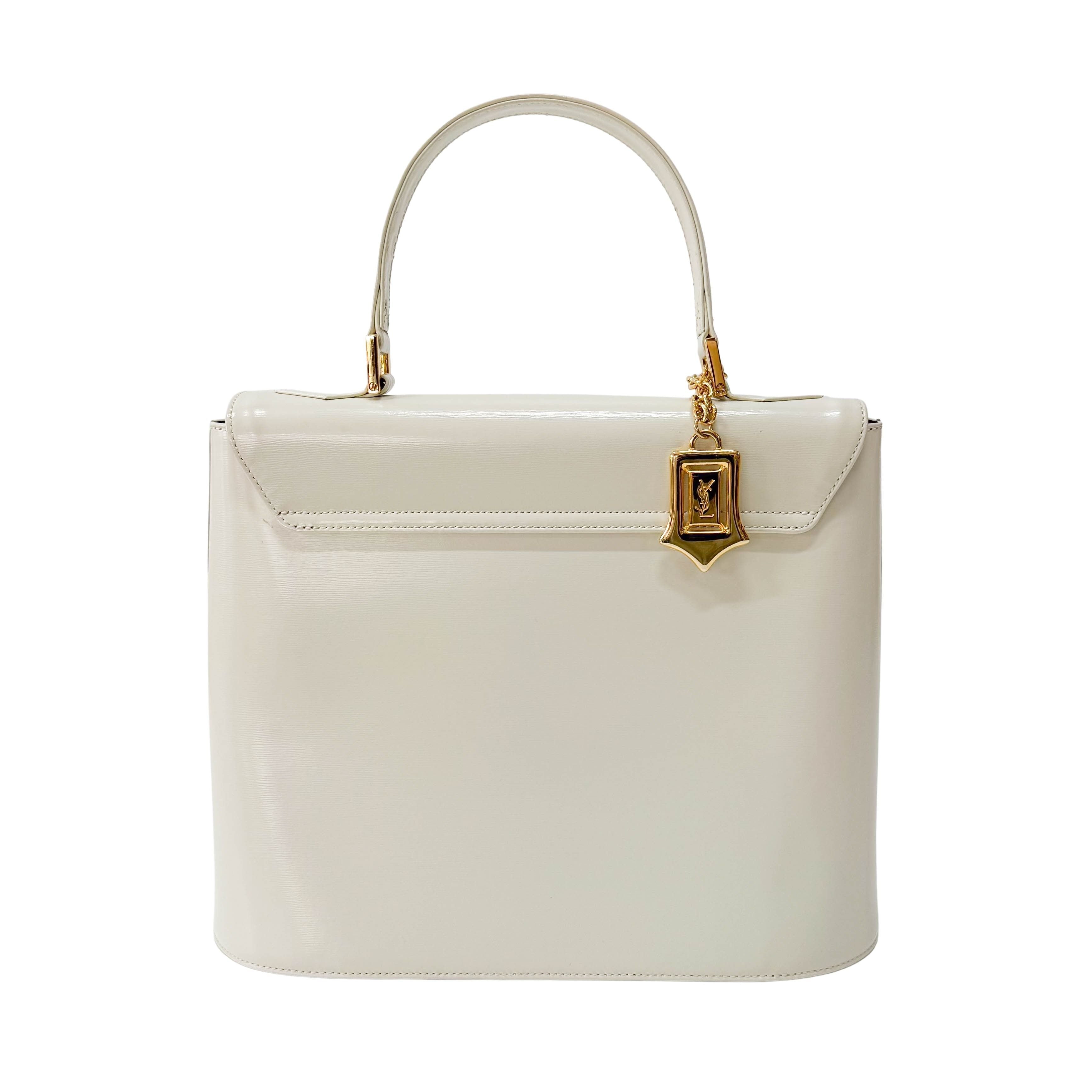 Vintage White Leather Handbag