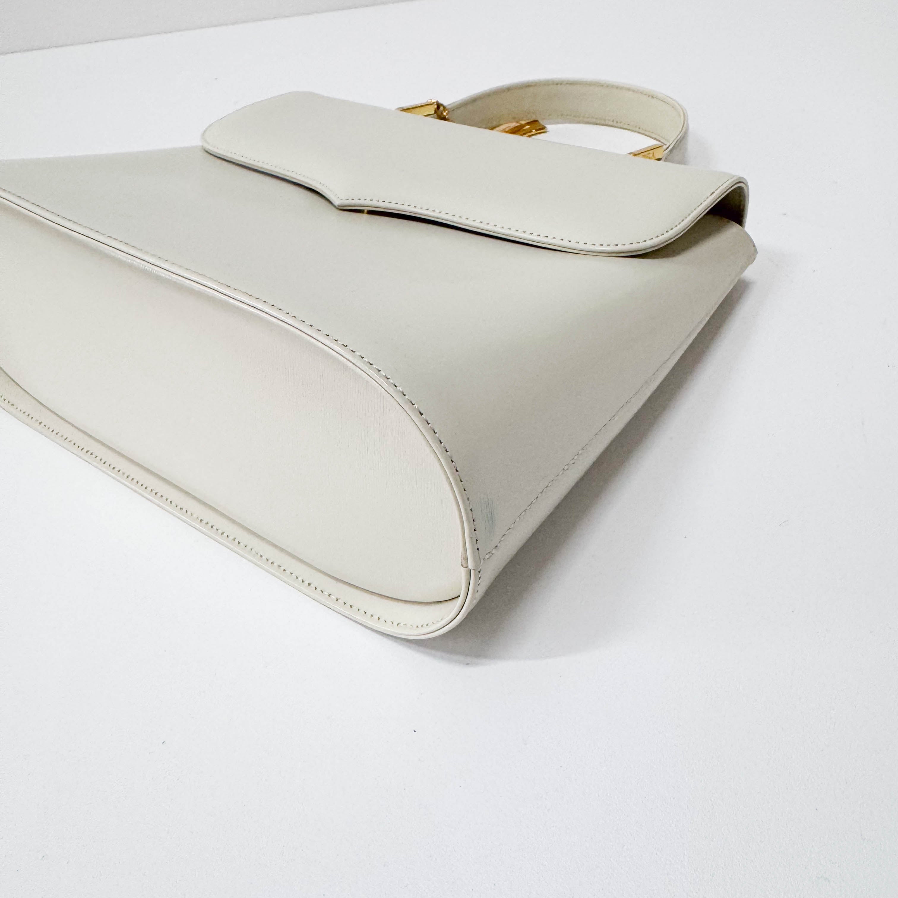 Vintage White Leather Handbag