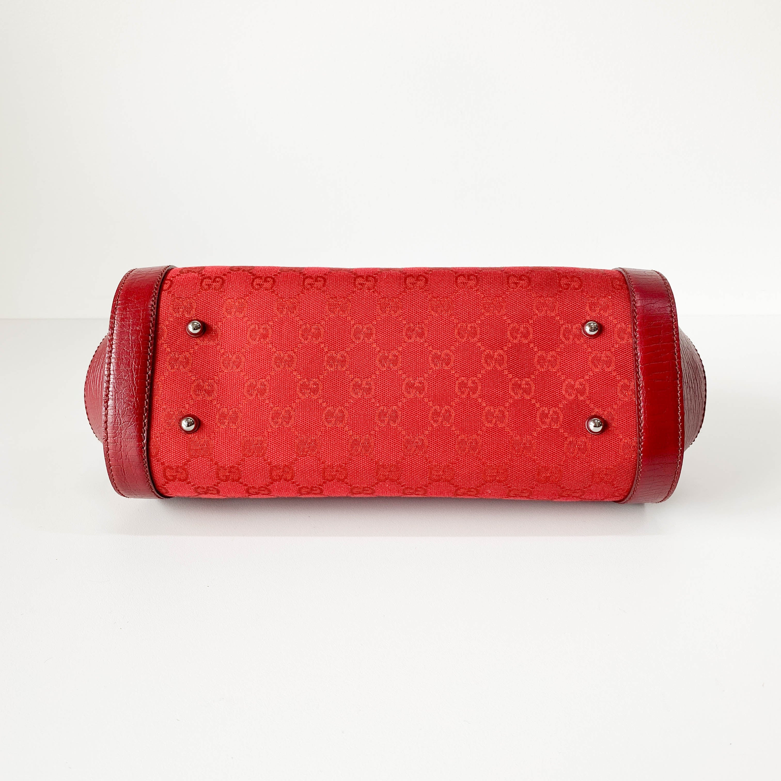Bamboo GG Canvas & Leather Red Shoulder Bag