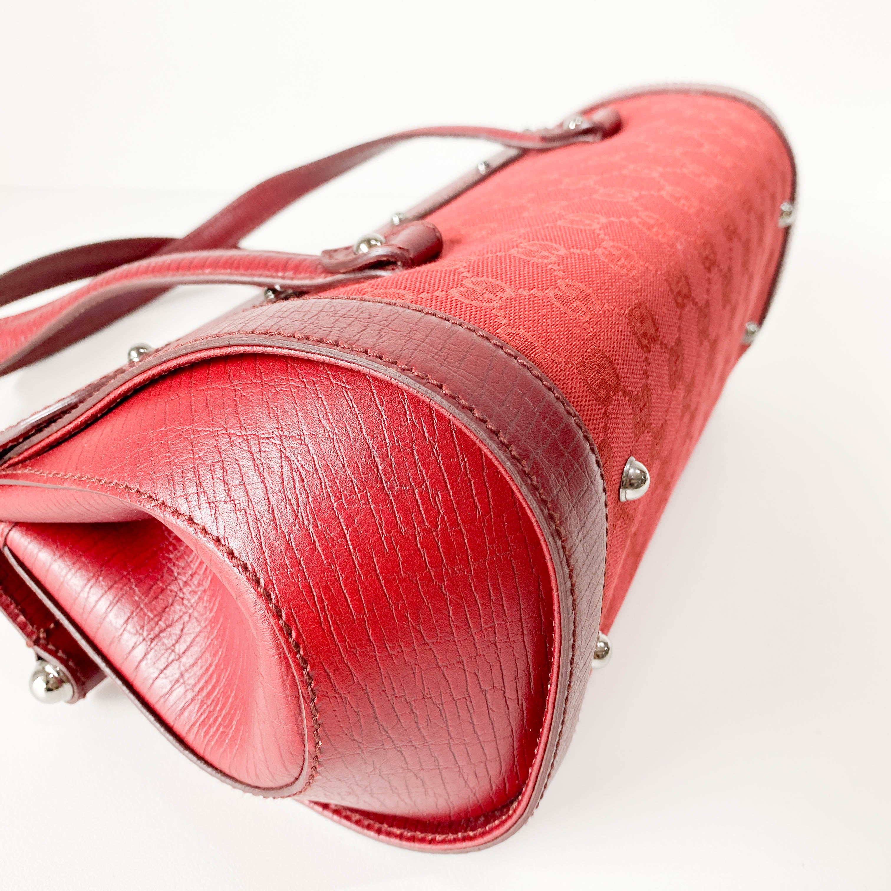 Bamboo GG Canvas & Leather Red Shoulder Bag