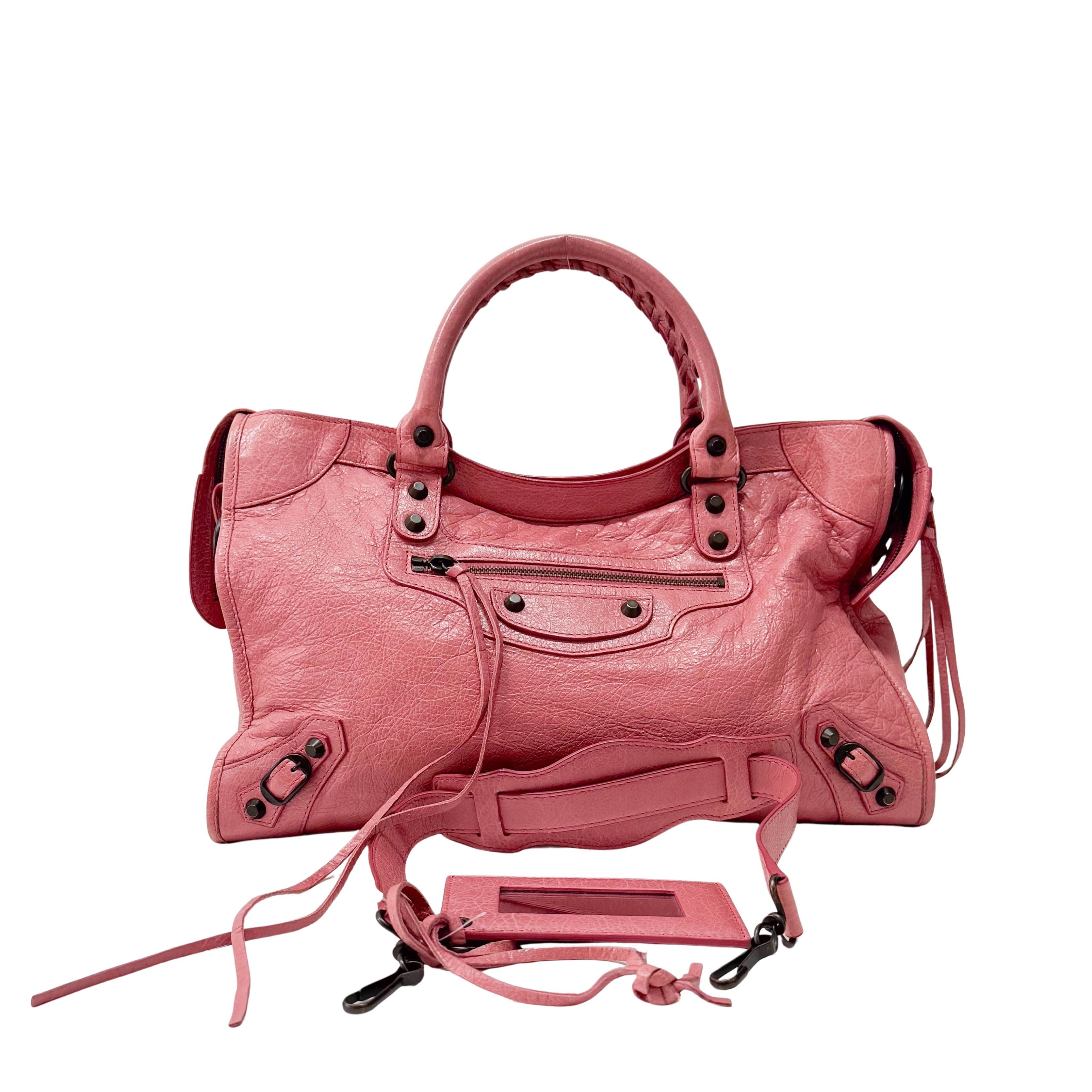 The City Pink Calfskin Leather Two Way Bag