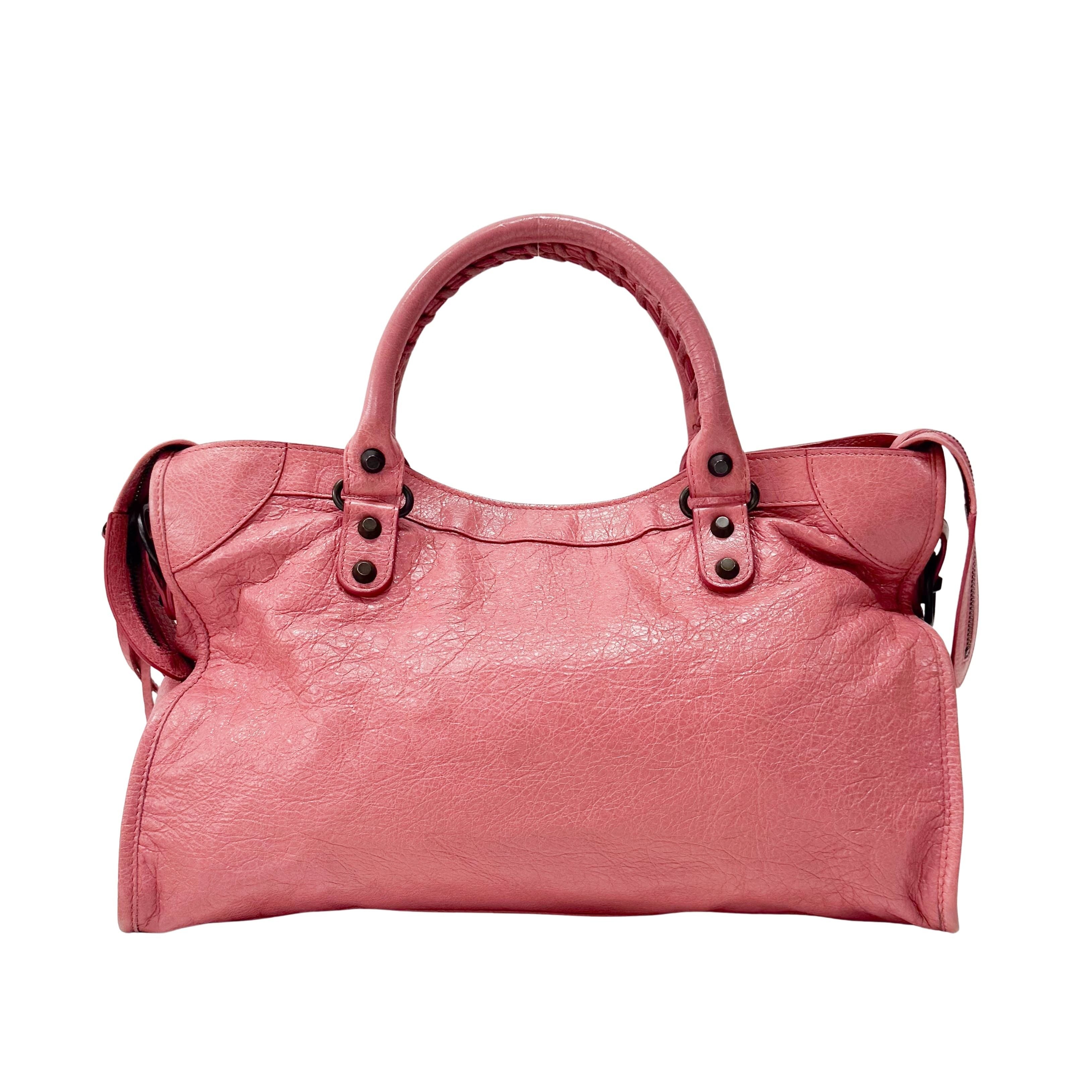 The City Pink Calfskin Leather Two Way Bag