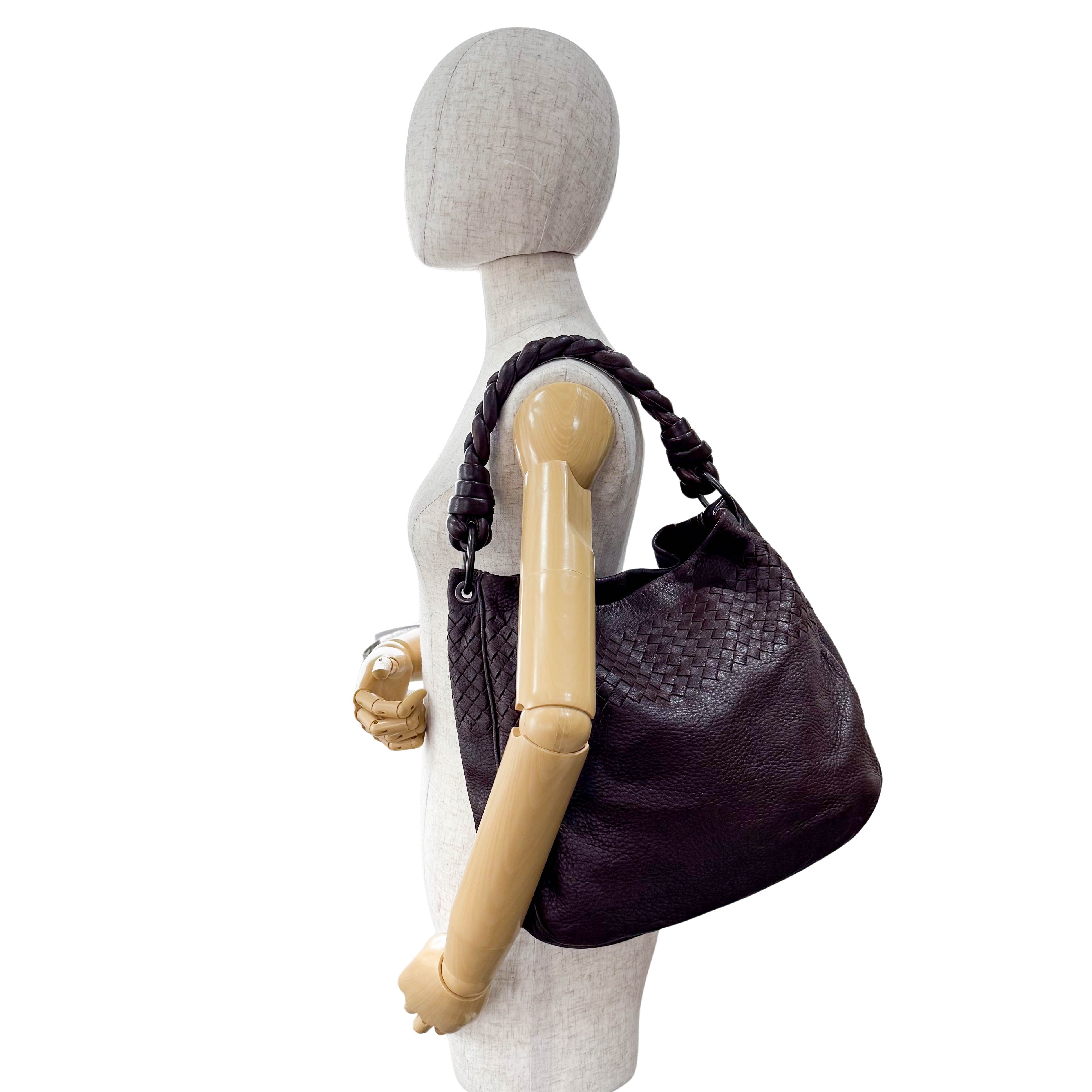 Intrecciato Brown Leather Tote Bag