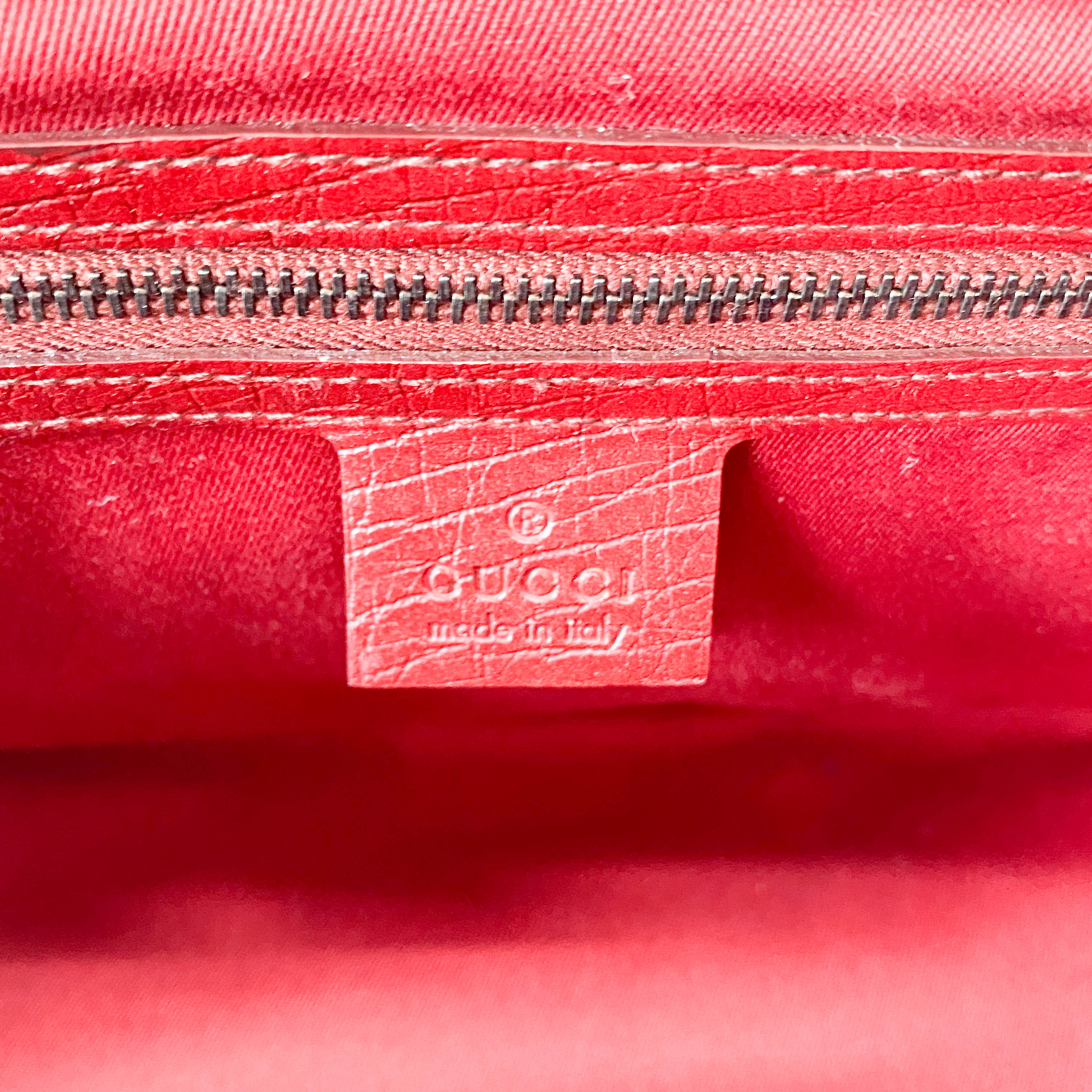 Bamboo GG Canvas & Leather Red Shoulder Bag