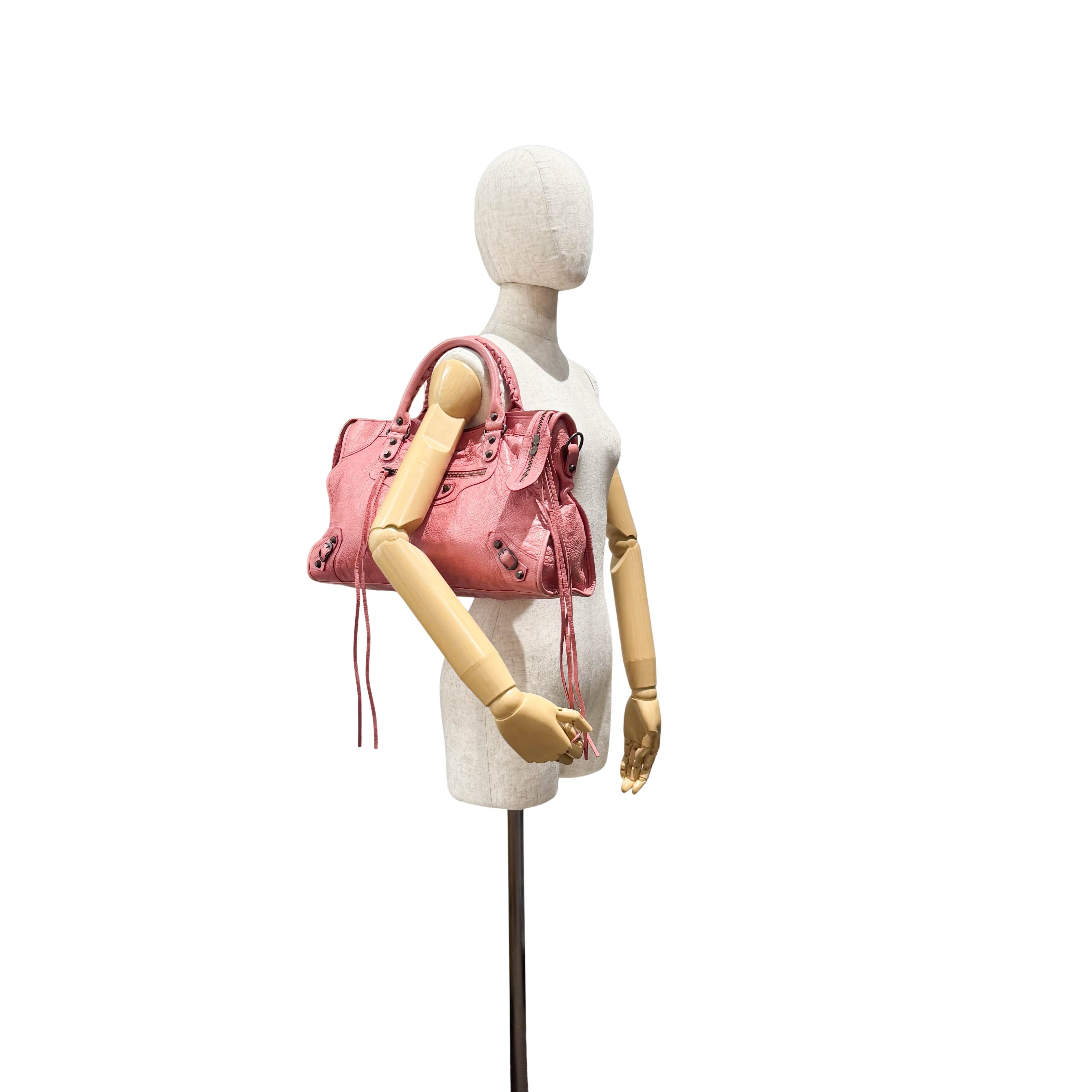 The City Pink Calfskin Leather Two Way Bag