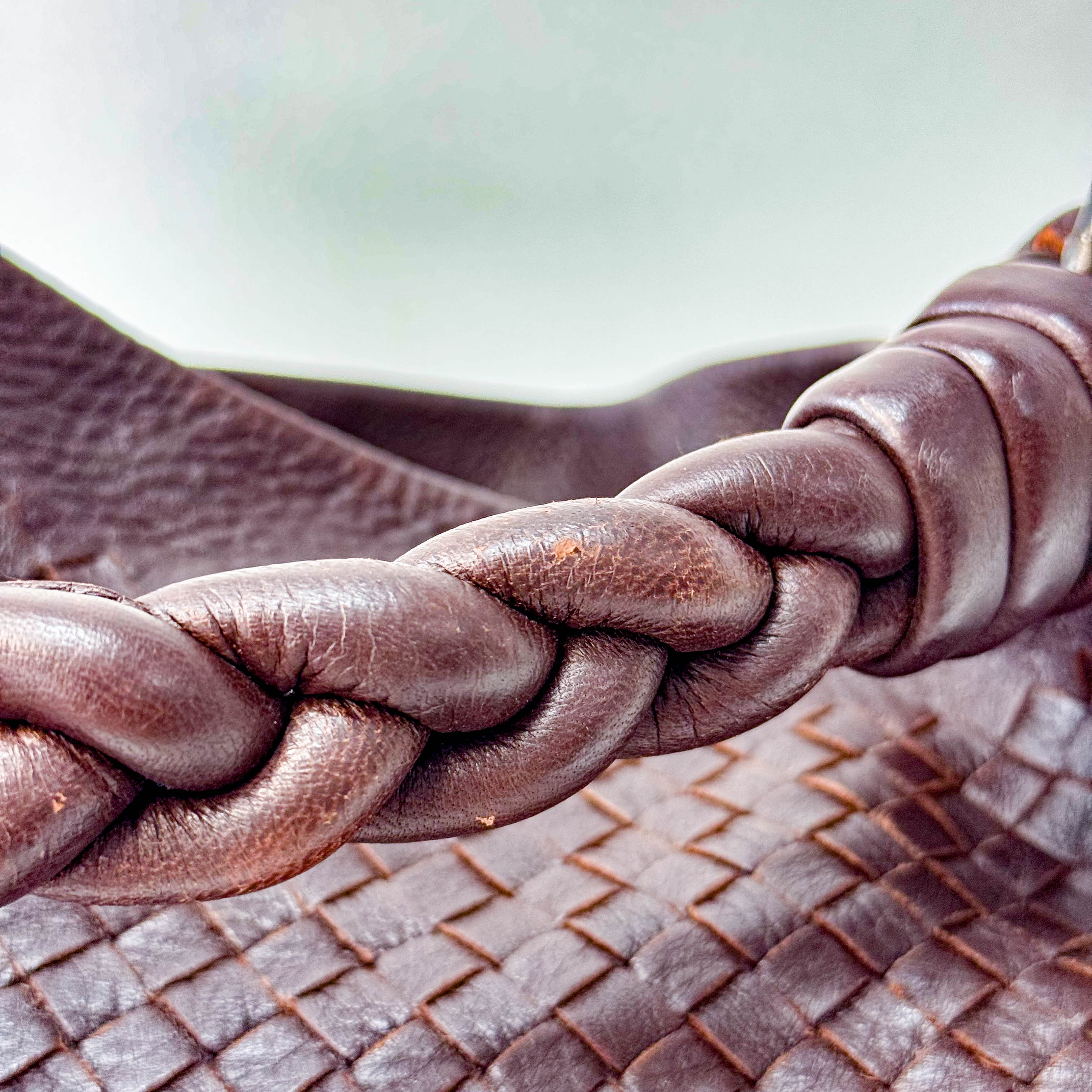 Intrecciato Brown Leather Tote Bag