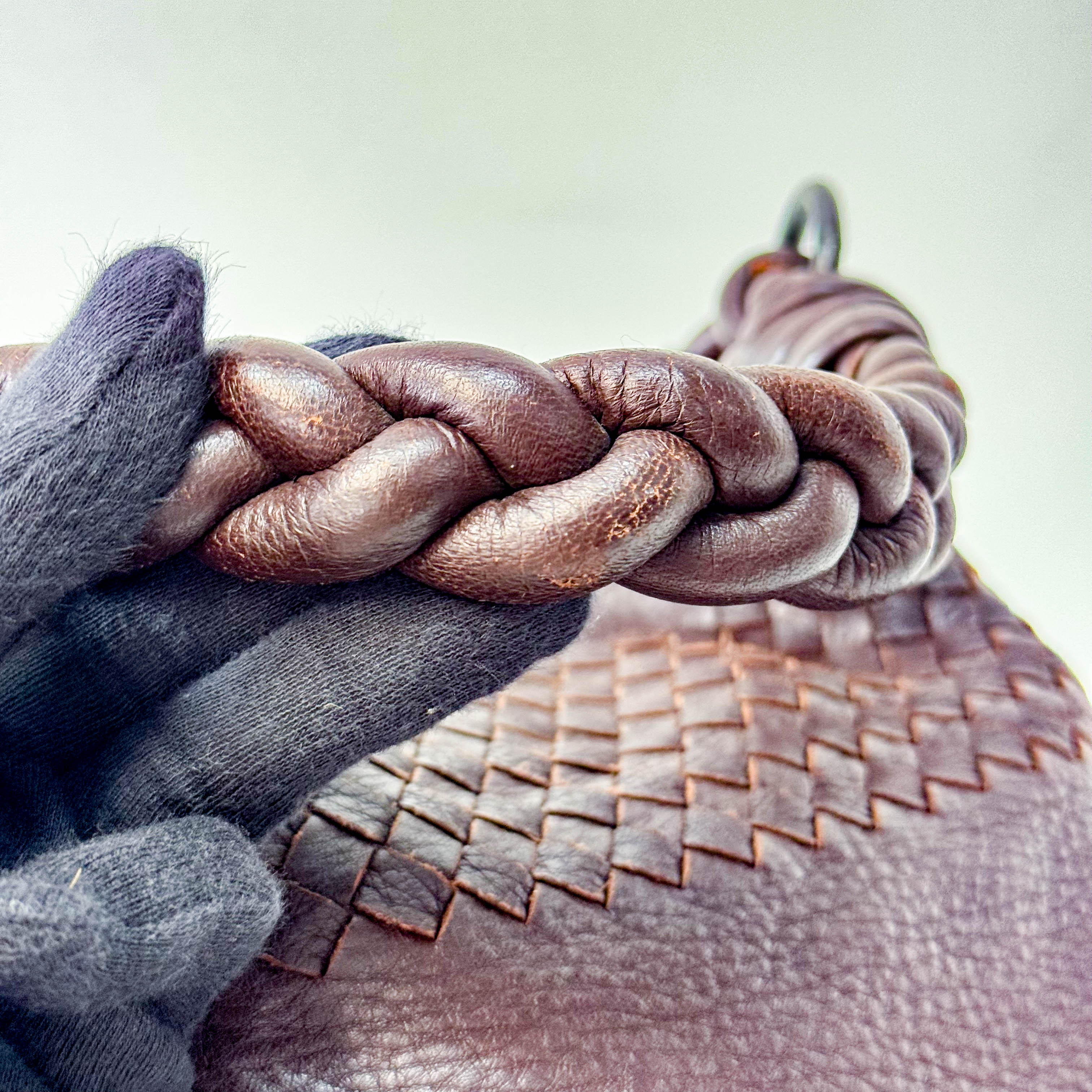 Intrecciato Brown Leather Tote Bag