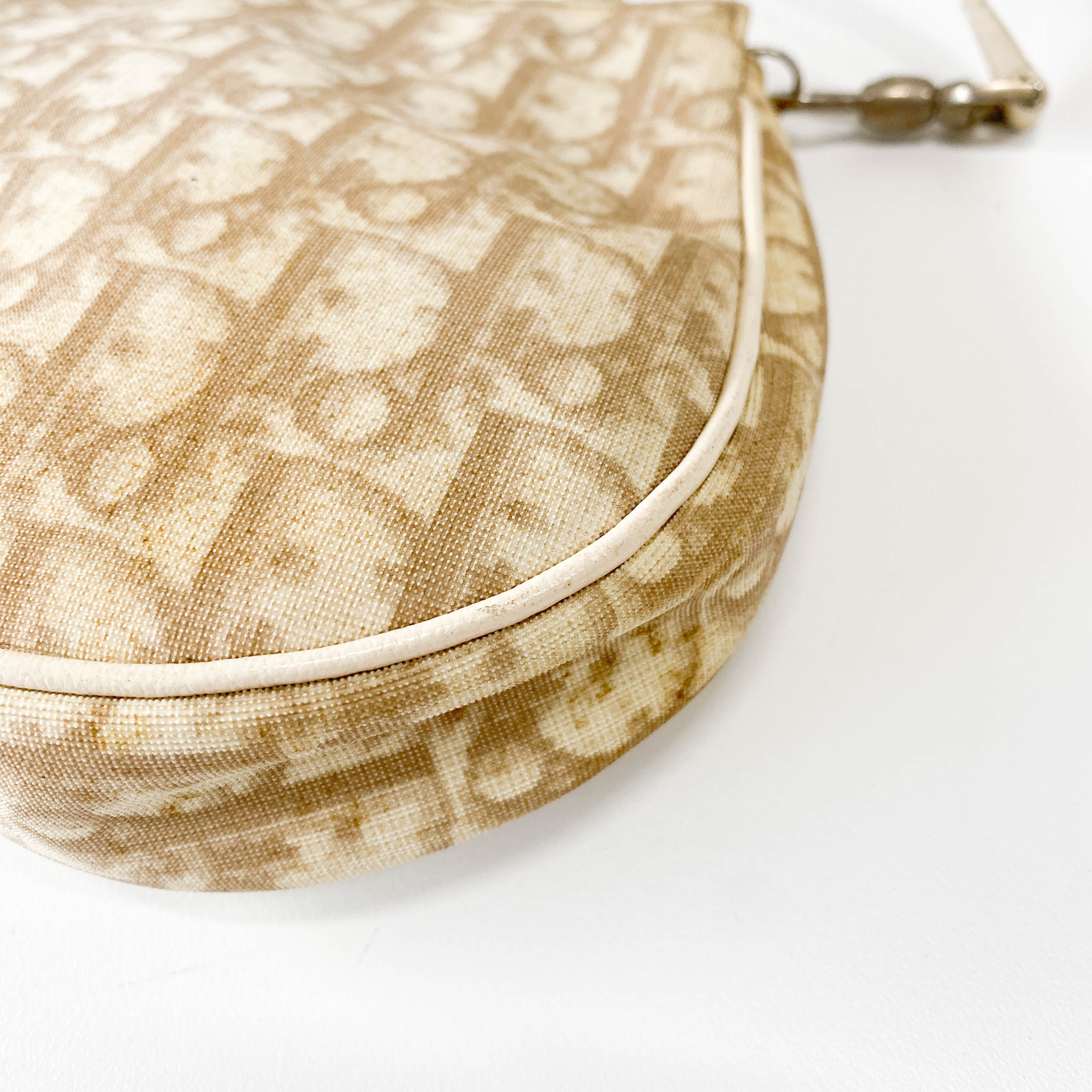 Trotter Nude Coated Canvas Red Flower Embroidery Saddle Bag