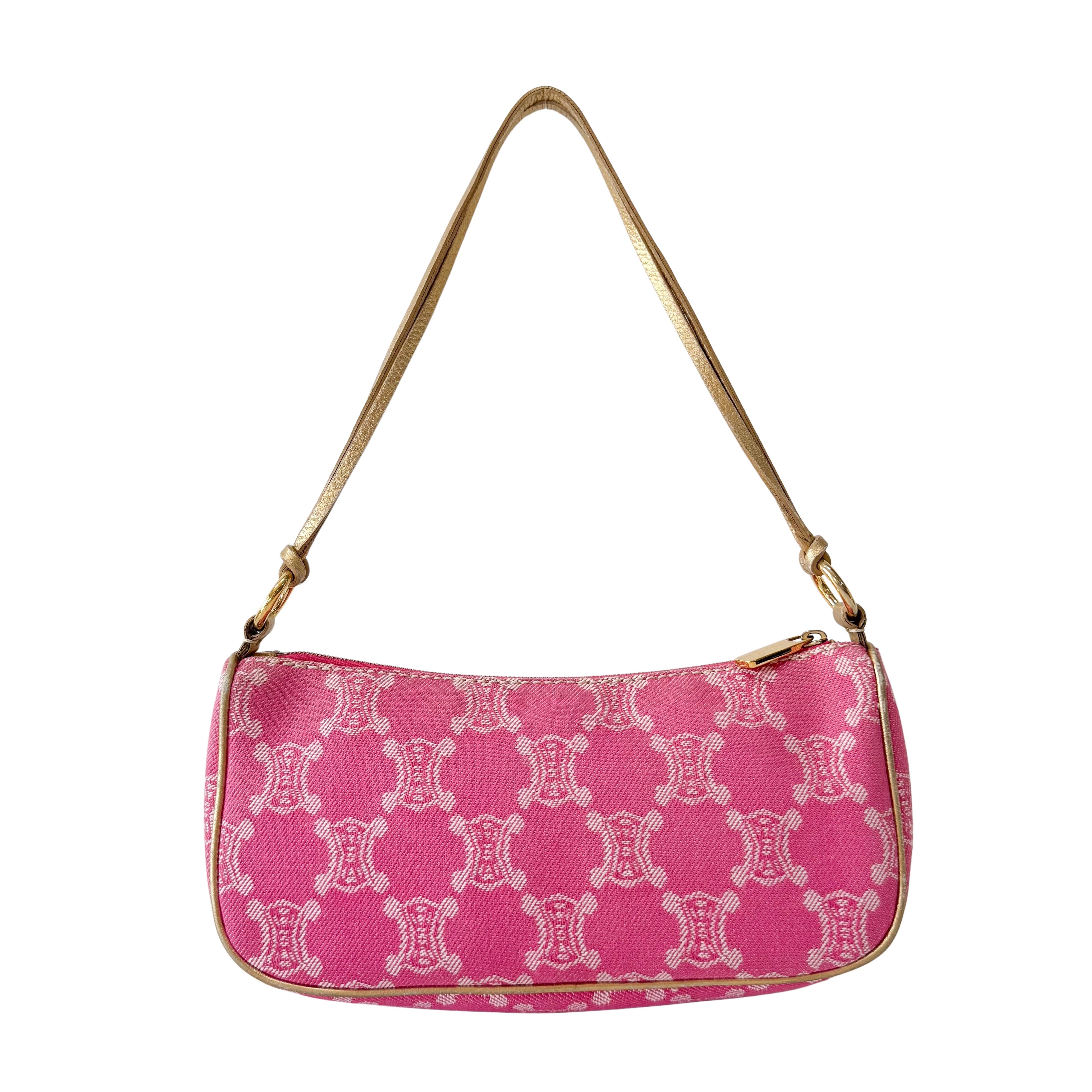 Paris Macadam Triomphe Pink Denim Pochette Shoulder Bag