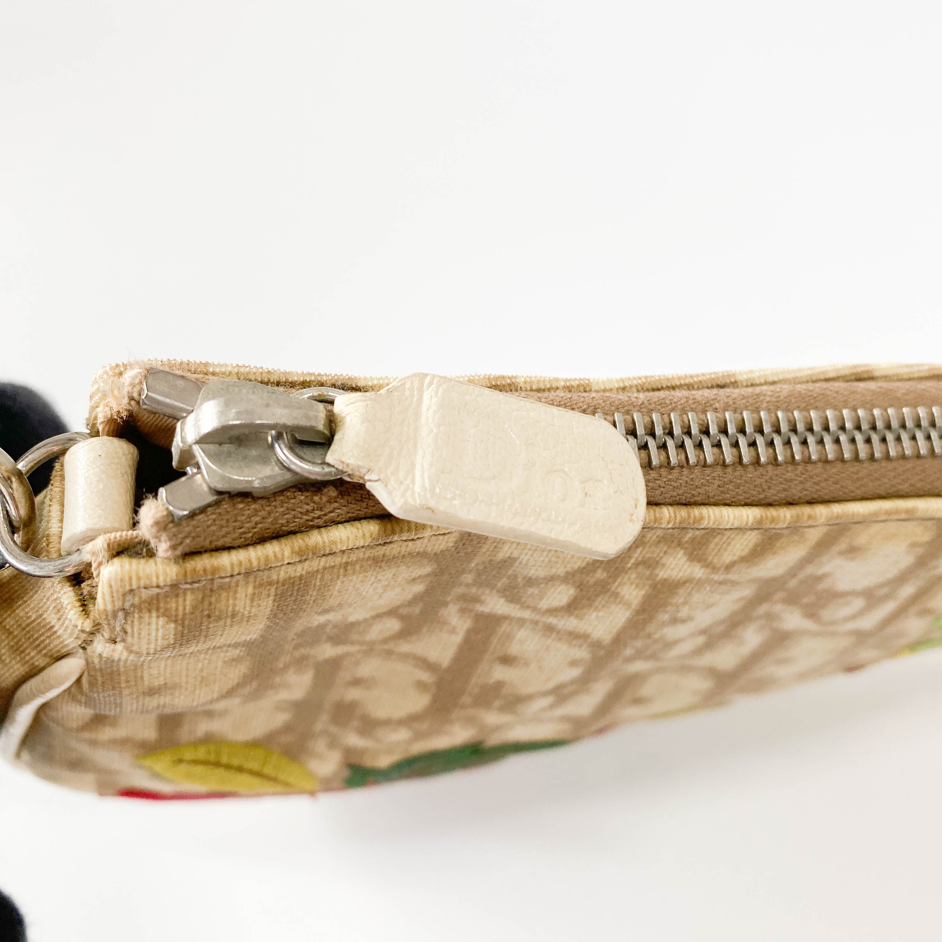 Trotter Nude Coated Canvas Red Flower Embroidery Saddle Bag