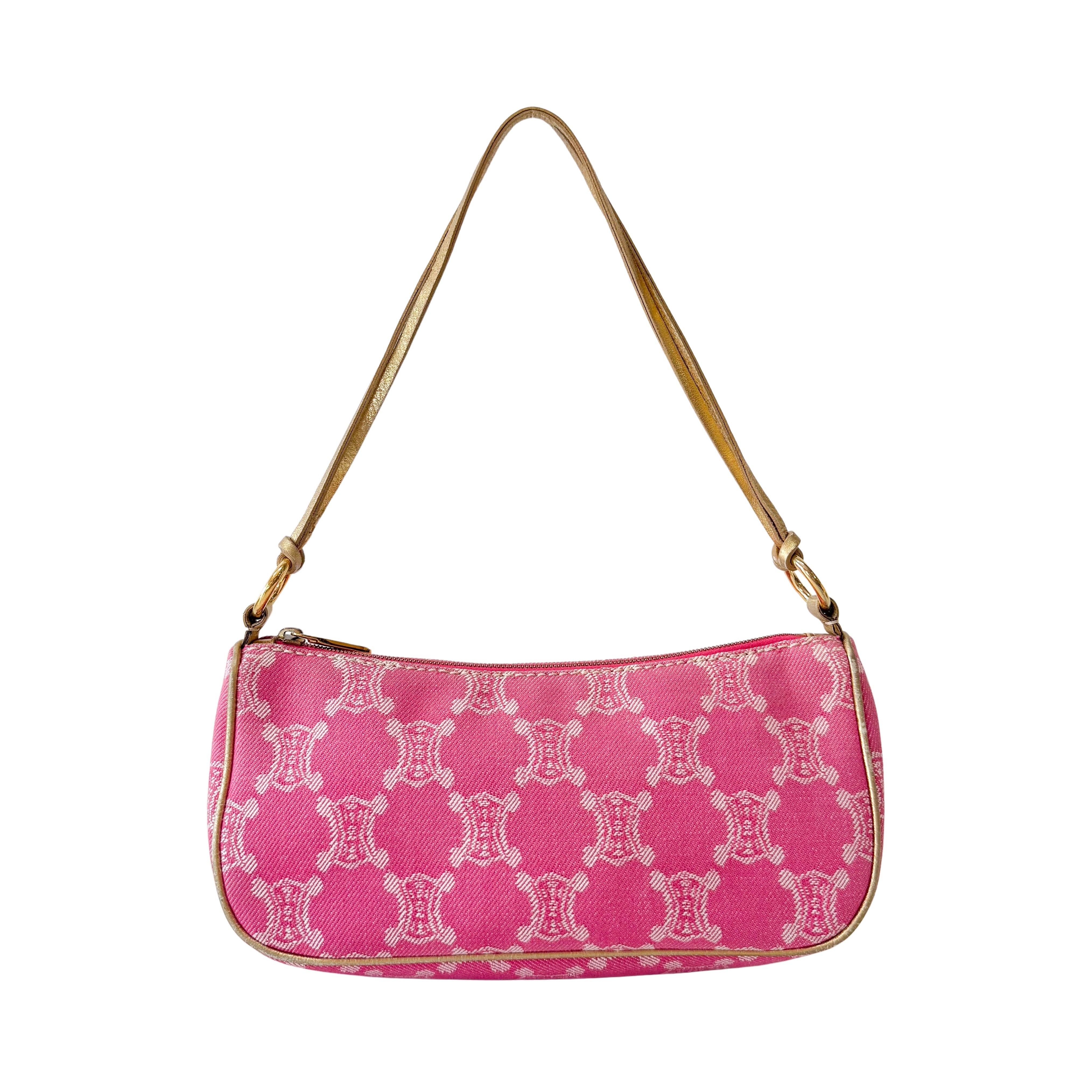 Paris Macadam Triomphe Pink Denim Pochette Shoulder Bag