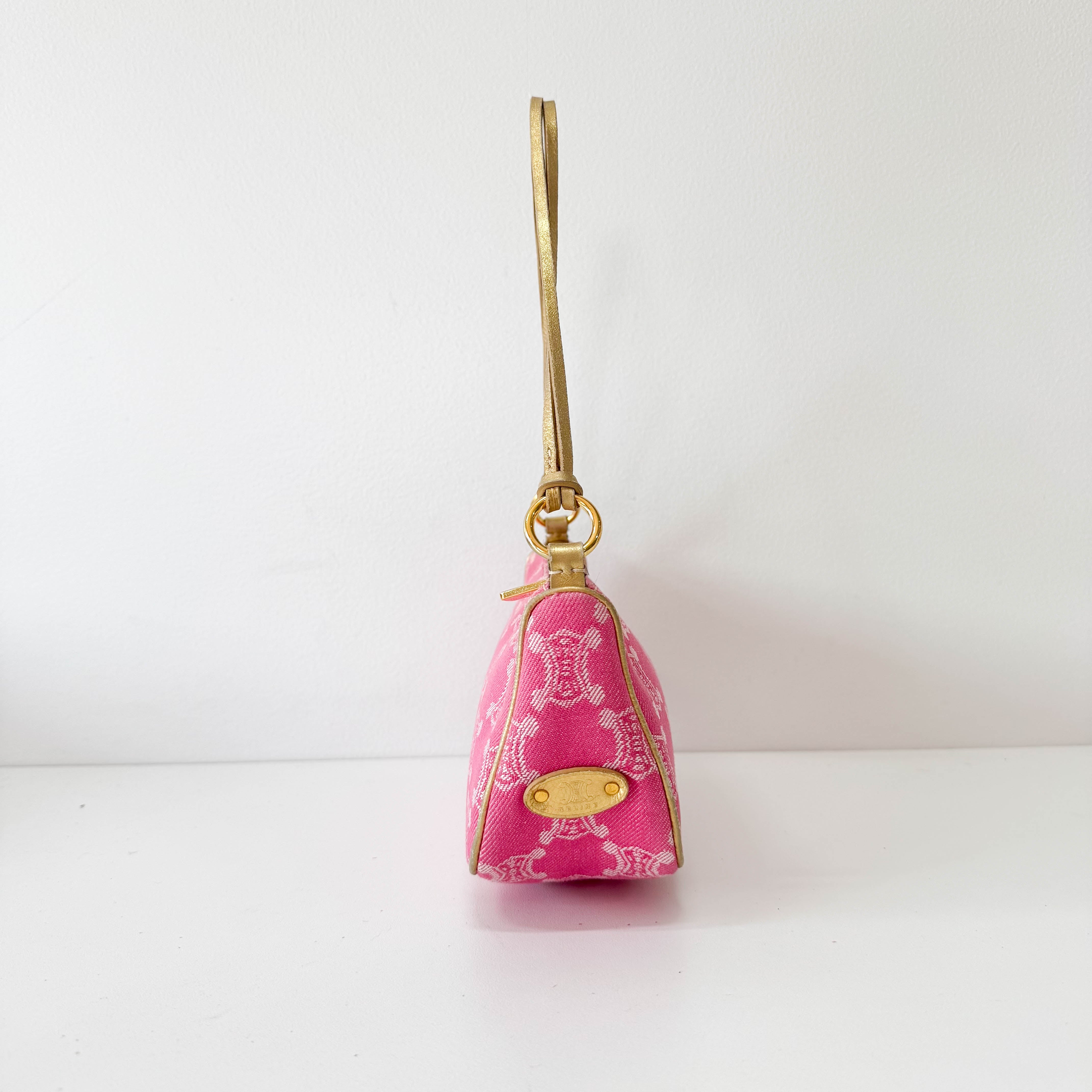 Paris Macadam Triomphe Pink Denim Pochette Shoulder Bag