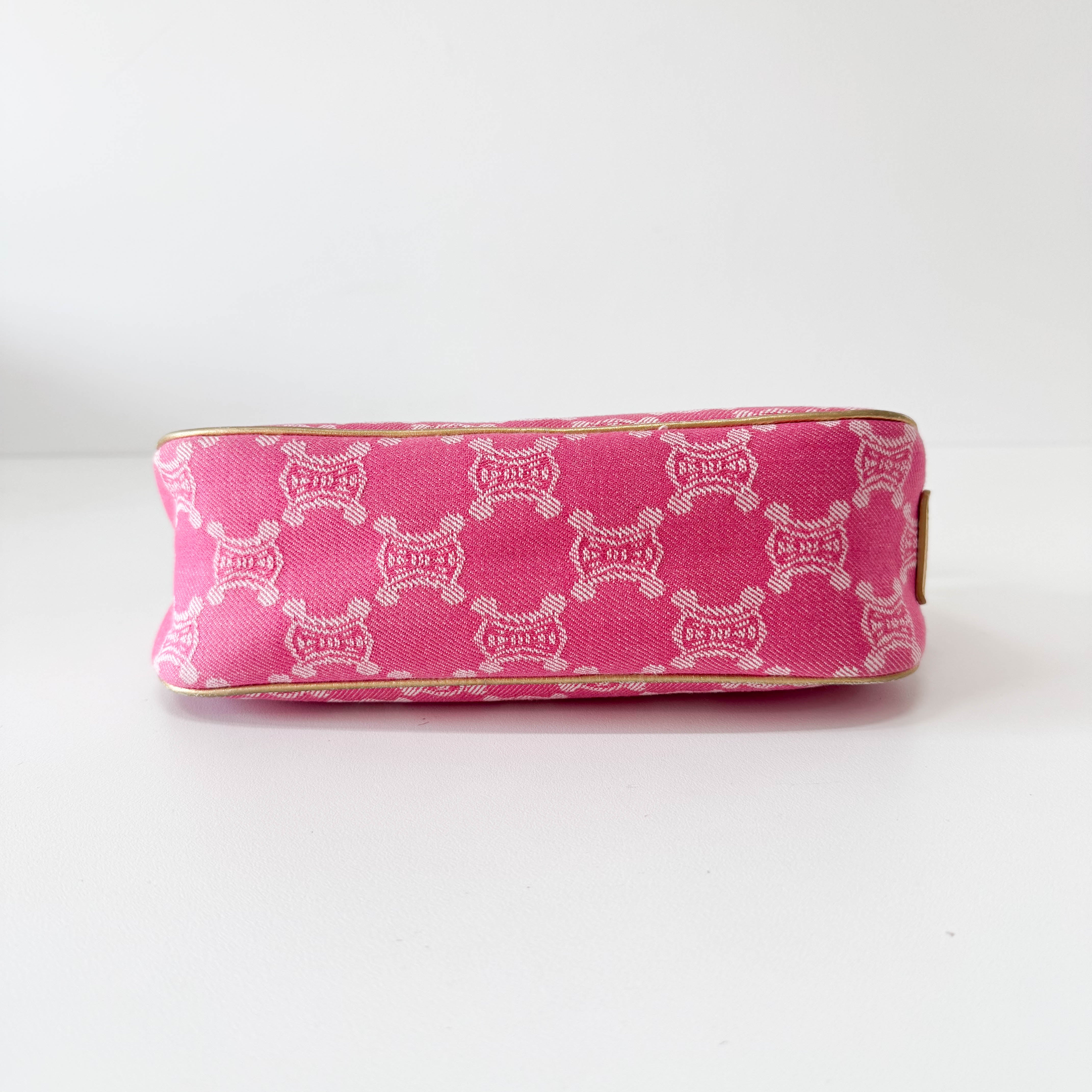 Paris Macadam Triomphe Pink Denim Pochette Shoulder Bag